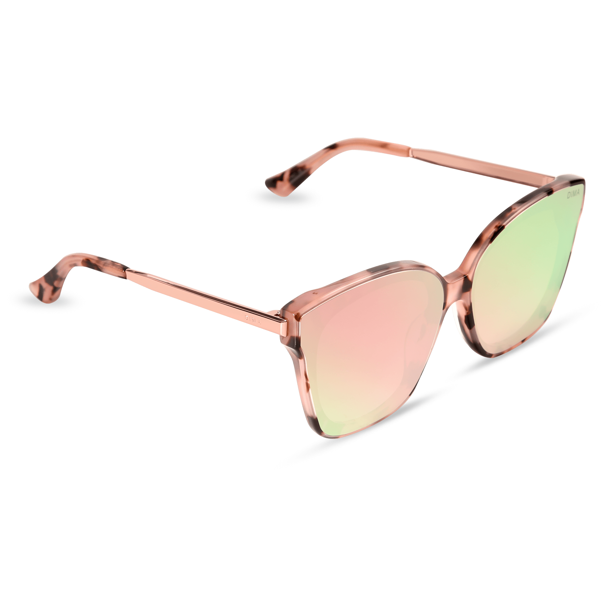 DIMA Eyewear Lulu Pink Tortoise Frame Rose Mirror Lens 1
