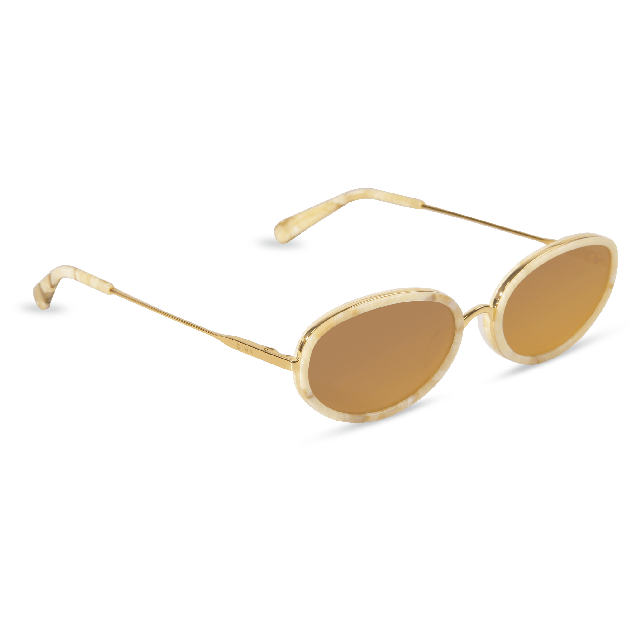 DIMA Eyewear Solis Gold Cream Marble Frame Brown Mirror Lens 3