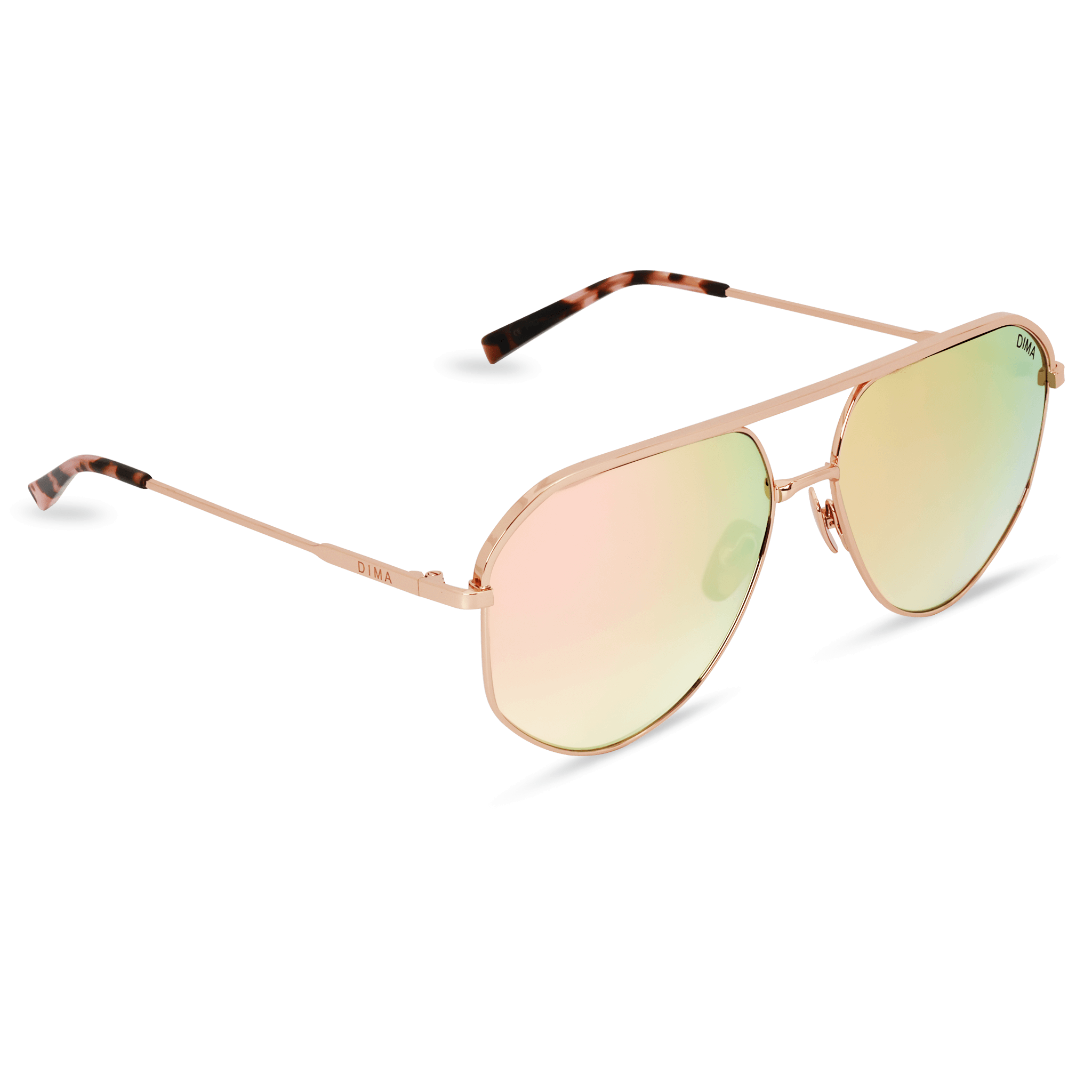 DIMA Glass Nova Rose Gold Pink Tortoise Frame Taupe Mirror Lens 3