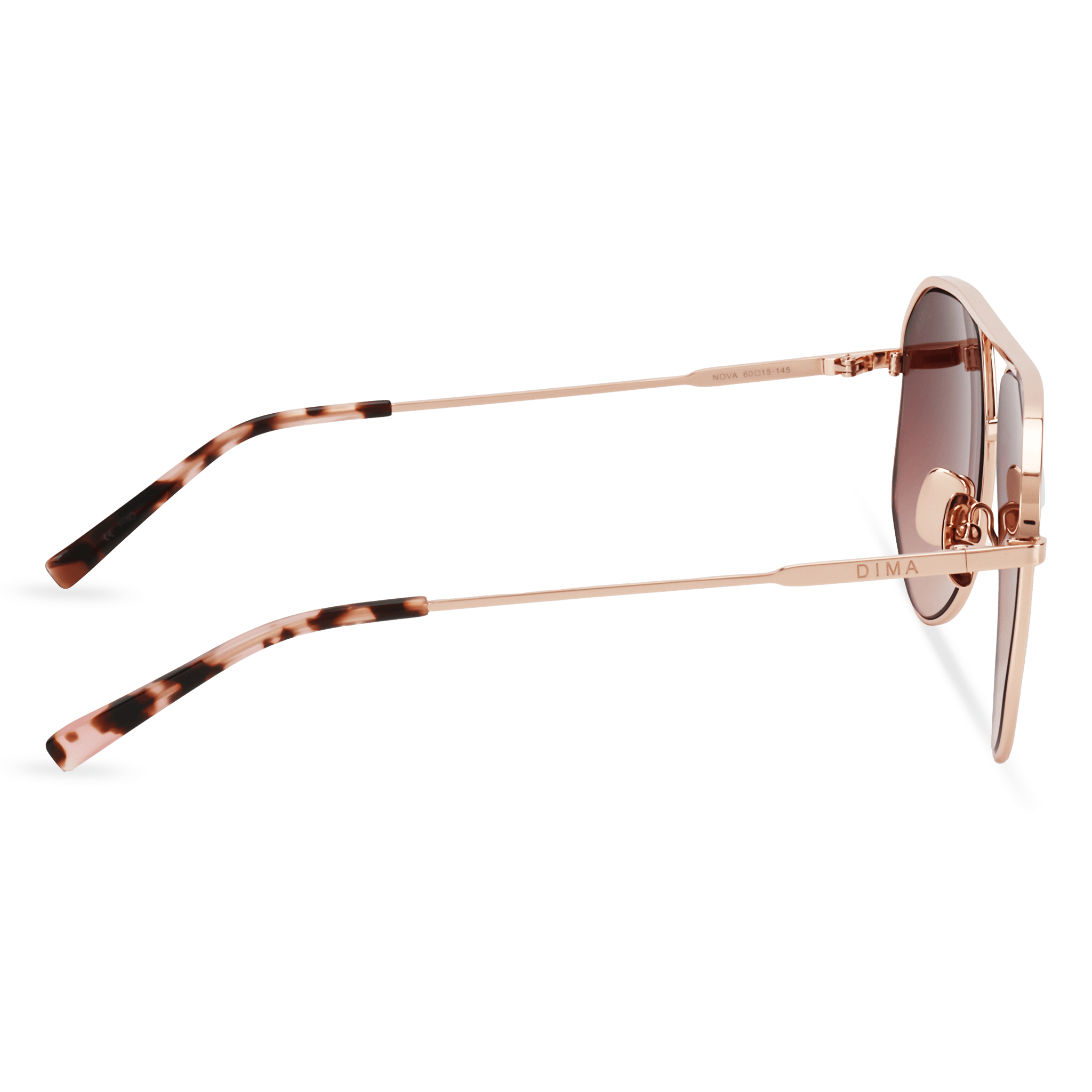 DIMA Glass Nova Rose Gold Pink Tortoise Frame Taupe Mirror Lens 4