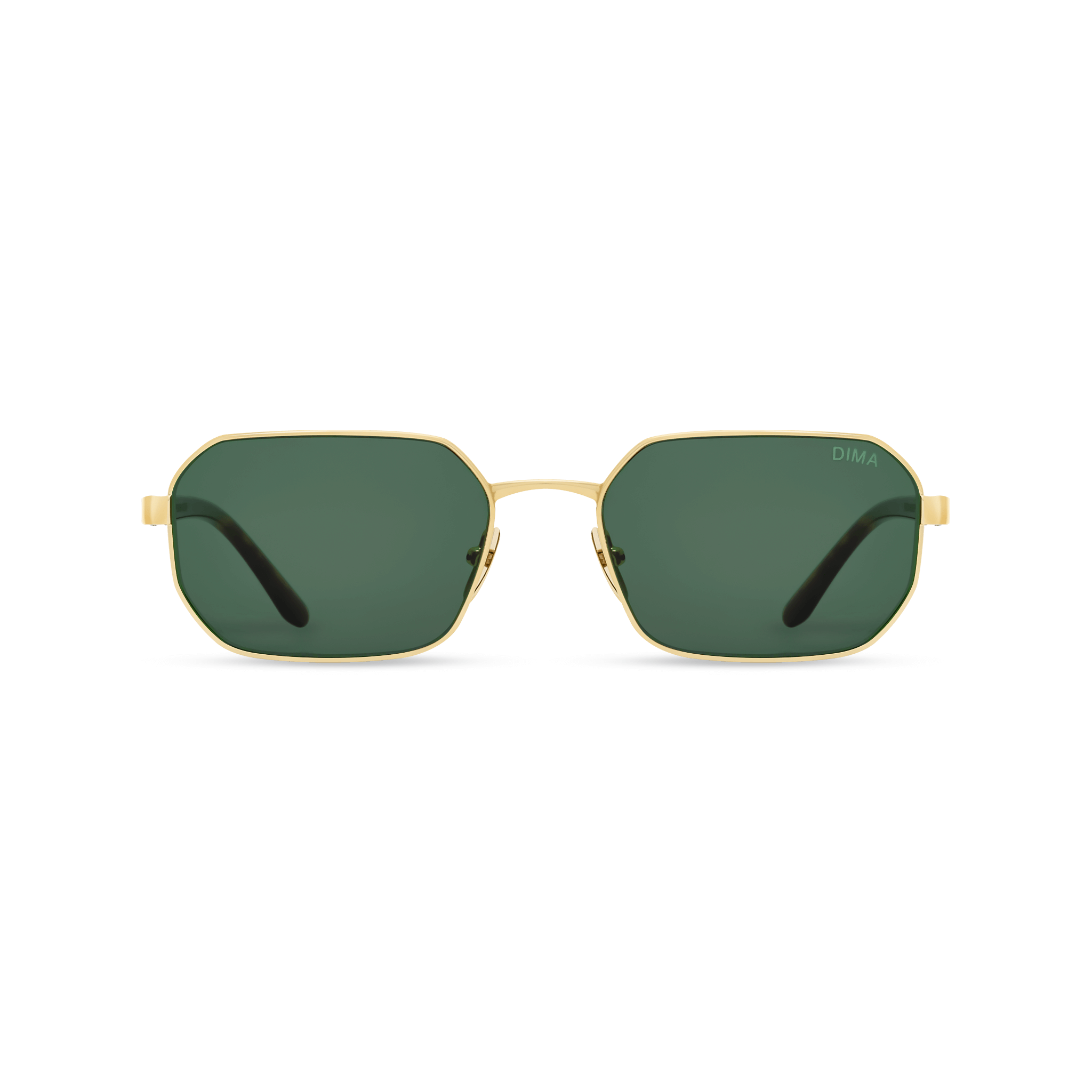 DIMA Sunglasses Crux Gold Dark Tortoise Frame Green Lens 1
