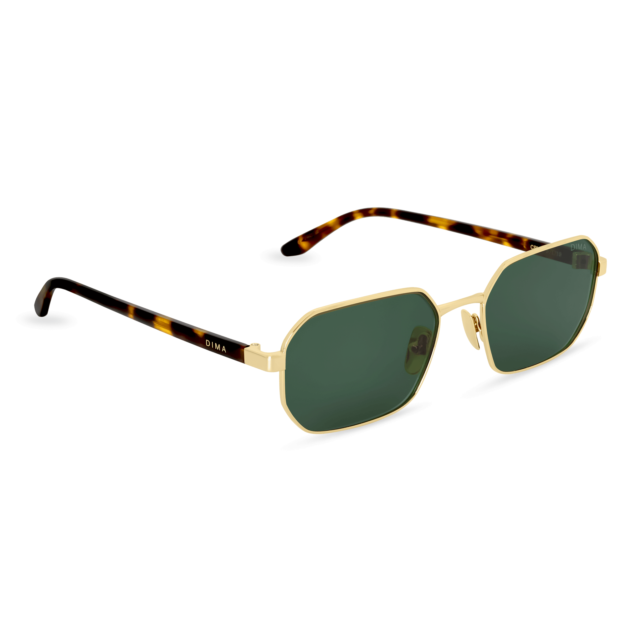 DIMA Sunglasses Crux Gold Dark Tortoise Frame Green Lens 3