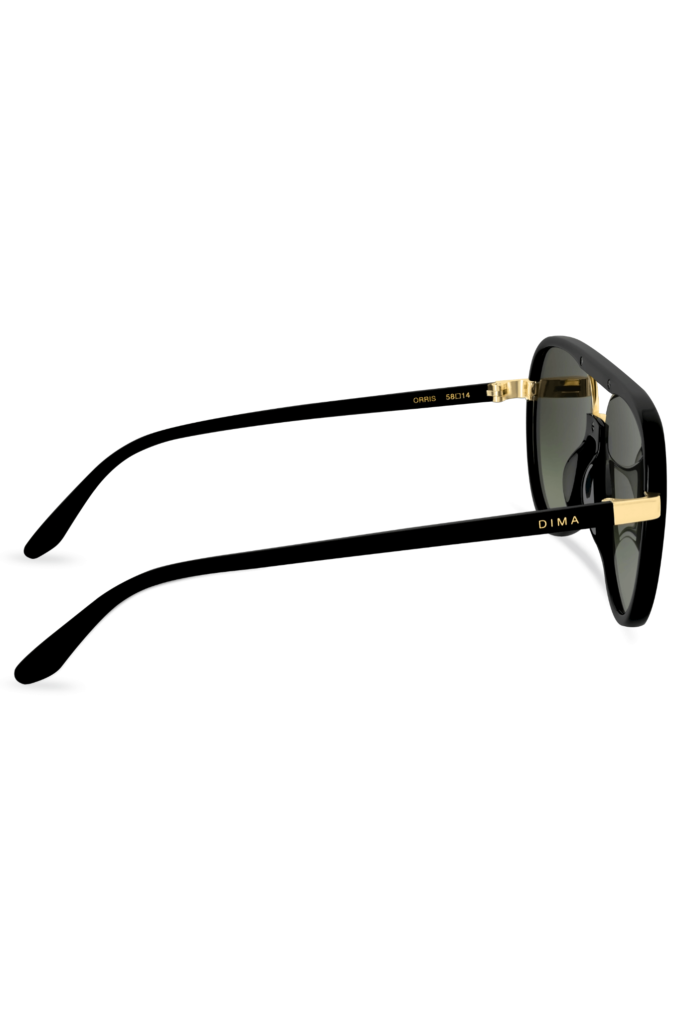 DIMA Sunglasses Orris Gold Black Frame Green Gradient Lens 4