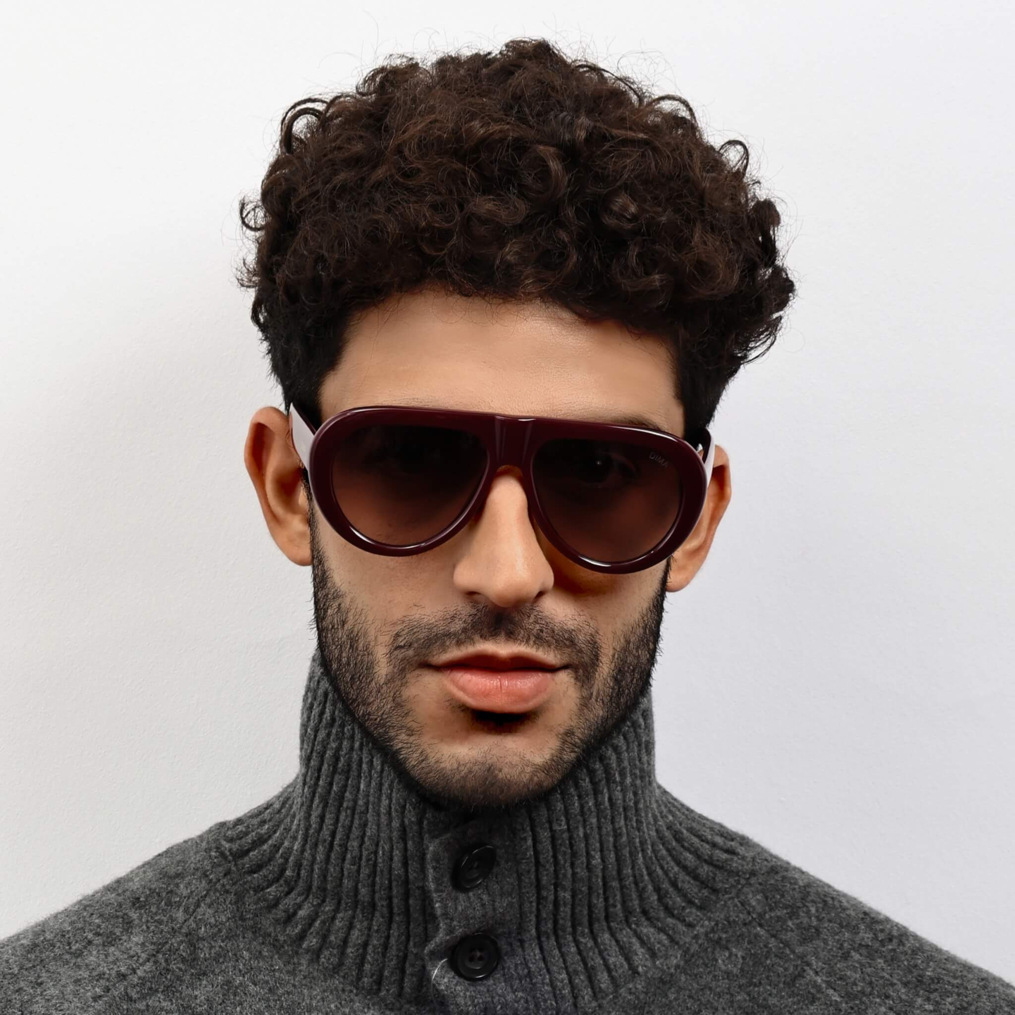 Dima Sunglasses Maroon Frame Brown Gradient Lens Show 3