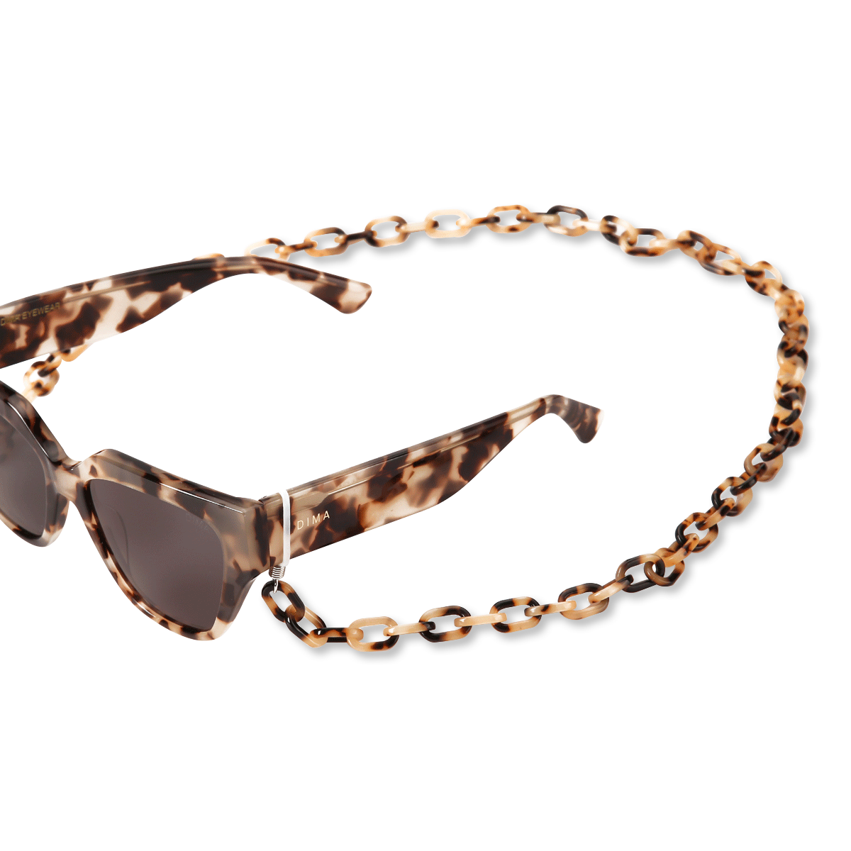 Brown Tortoise Shell Sunglasses Chain Womens Oversized Rectangle Floral Chain Arm Designer Fashion  main image 2