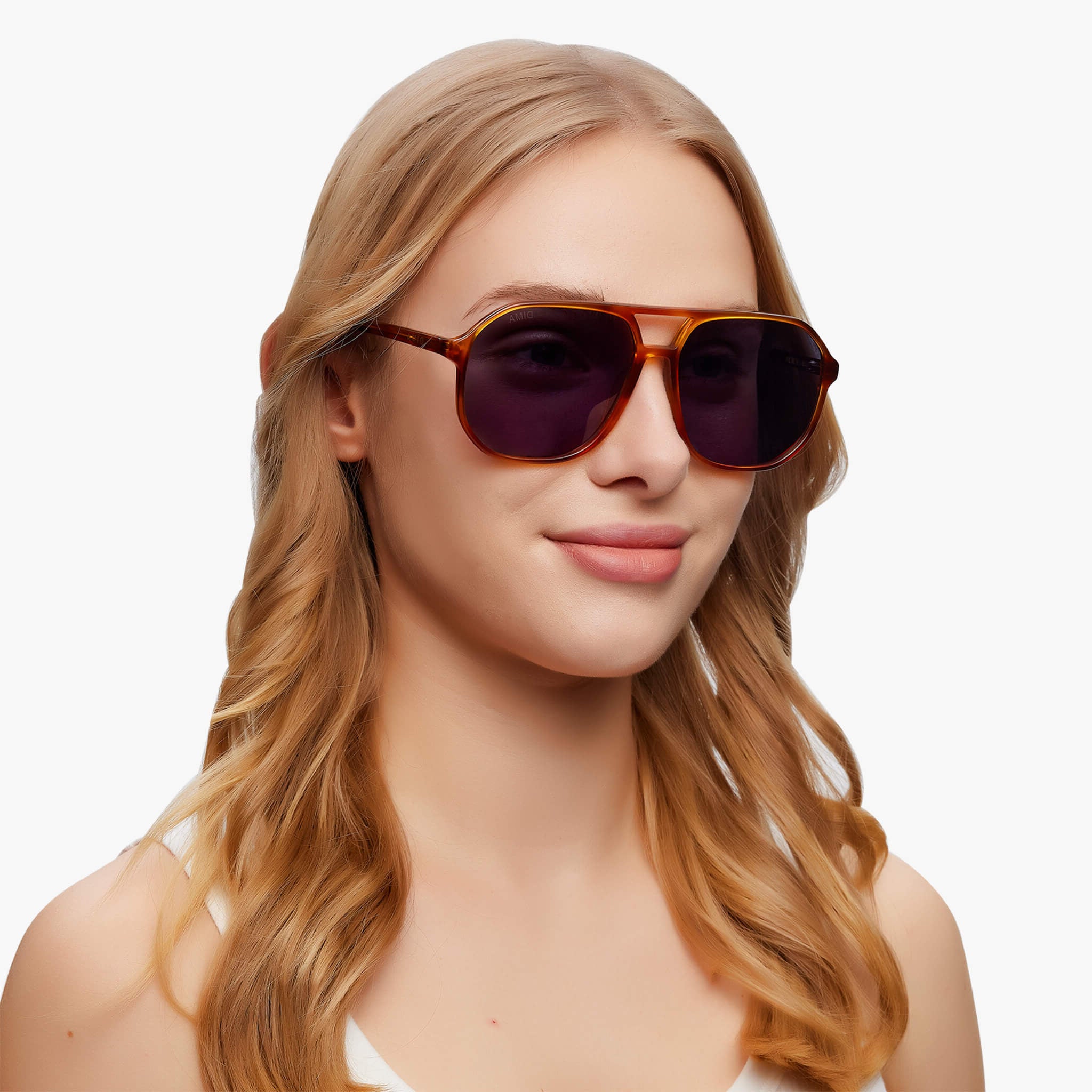 dima sunglass kiki amber tortoise frame vintage blue lens model 2