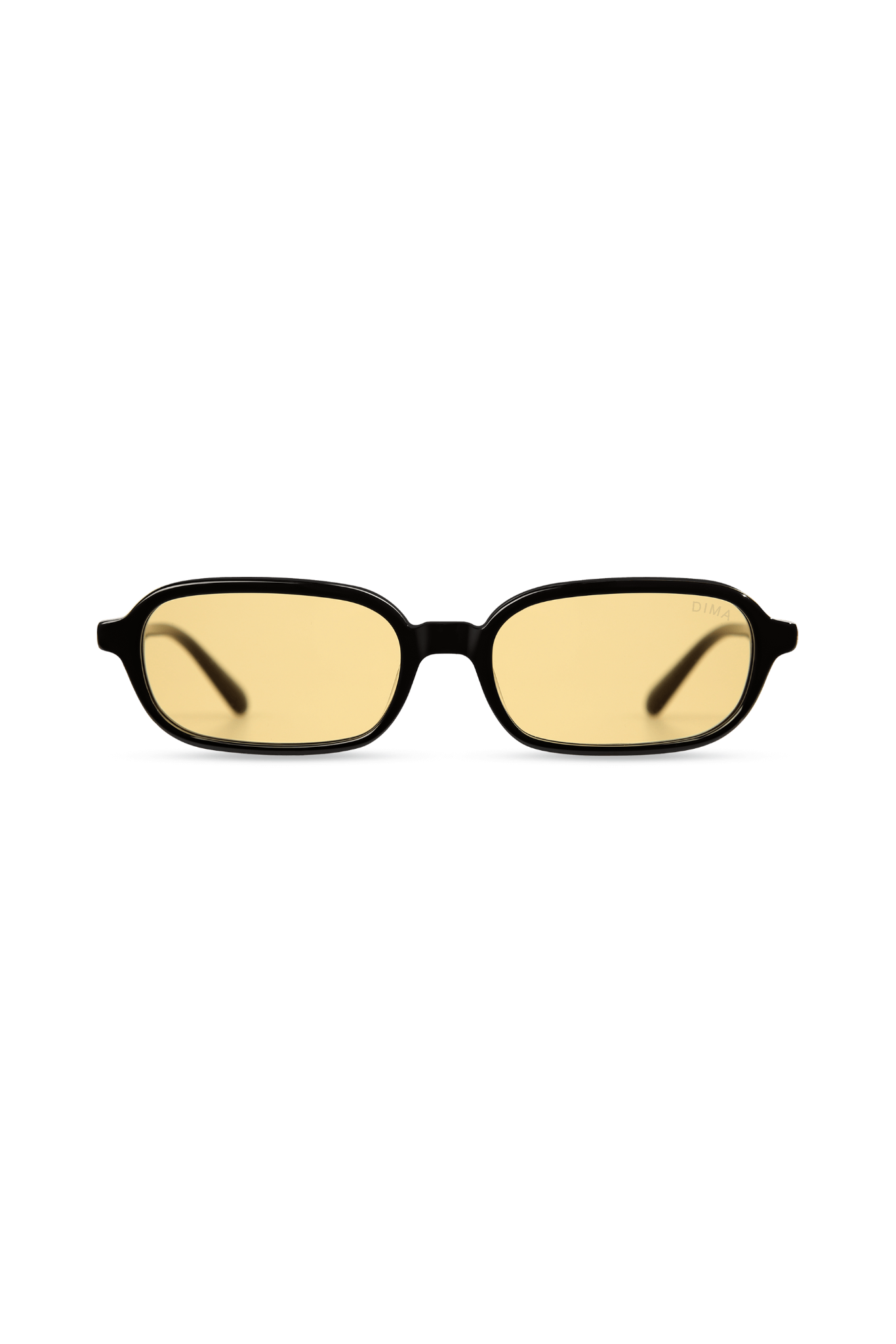 Rikki Small Black Square Sunglasses - Yellow Lens | DIMA Eyewear