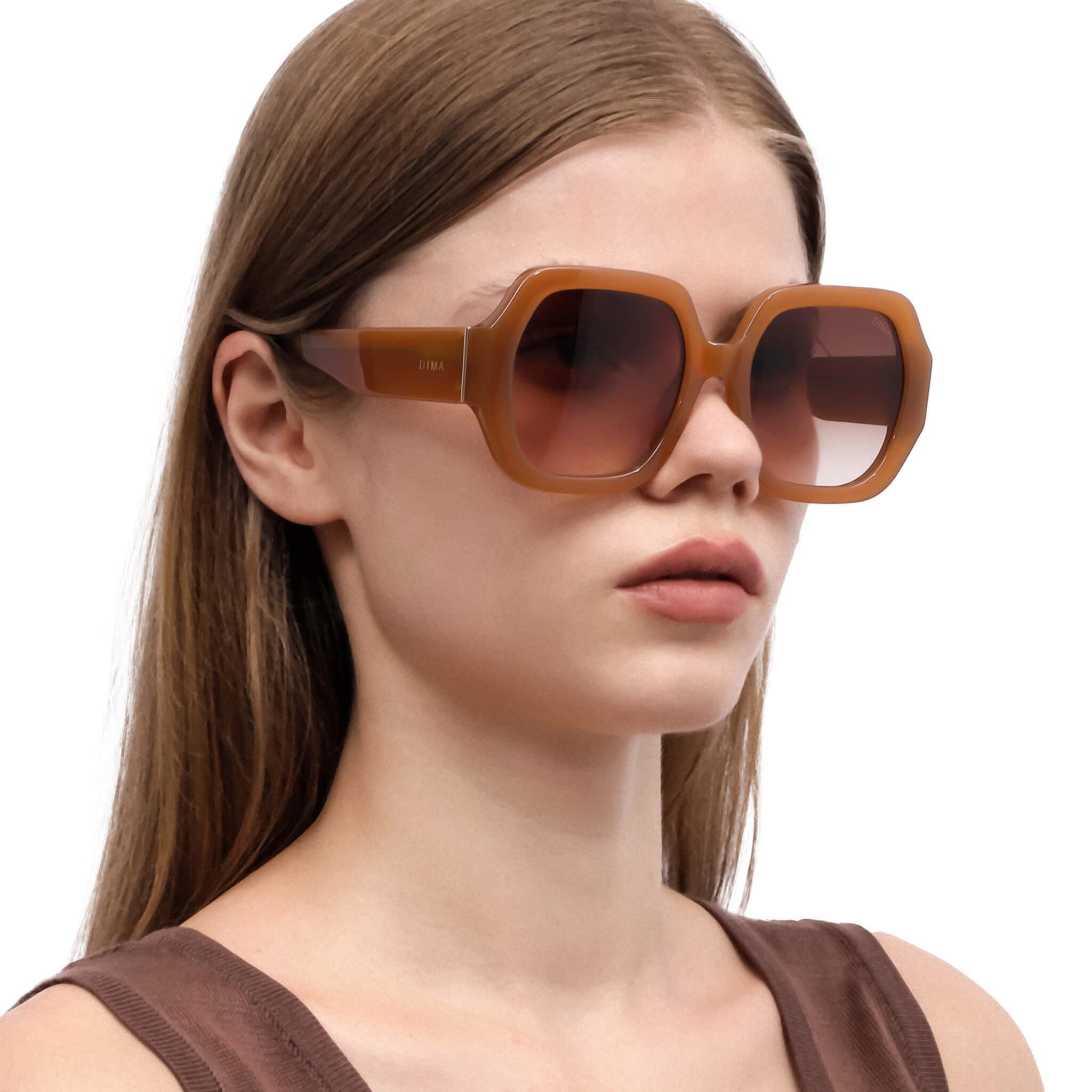 dima sunglass sienna honey frame brown gradient lens model 2