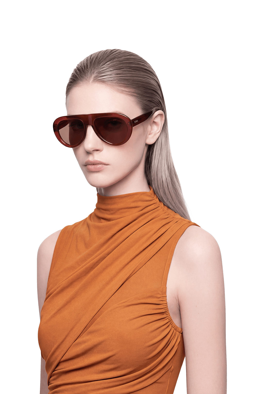 Dima aggie honey maple sunglasses feature bold browline feminine chic