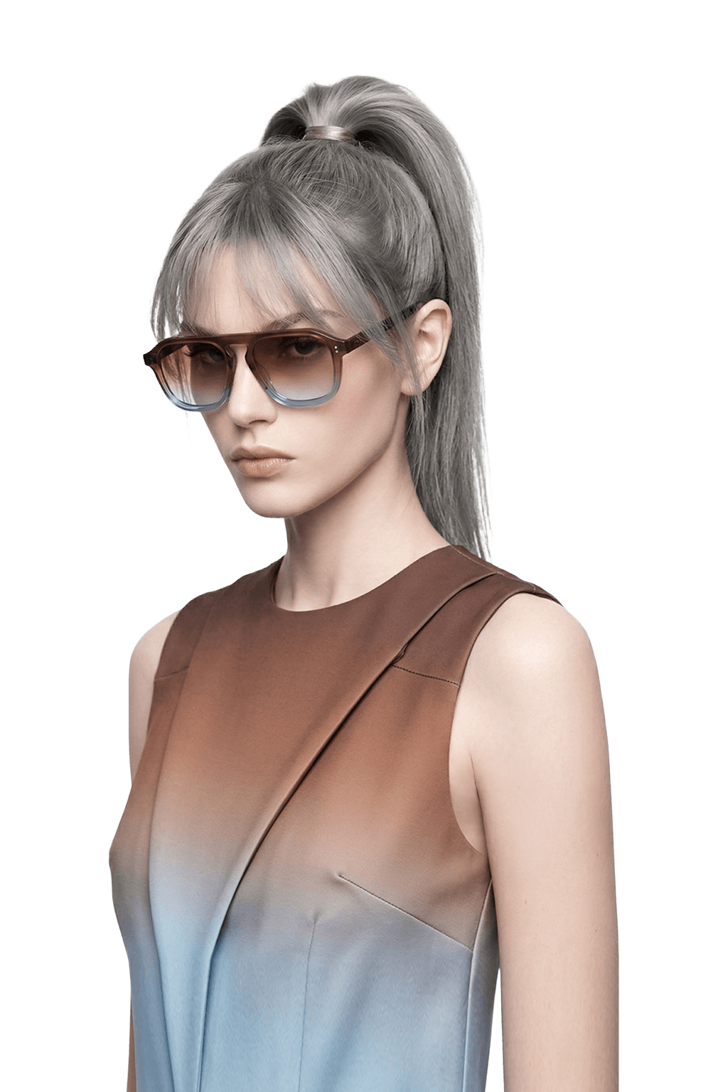 Dima cameo brown grey gradient sunglasses glow with feminine glamour
