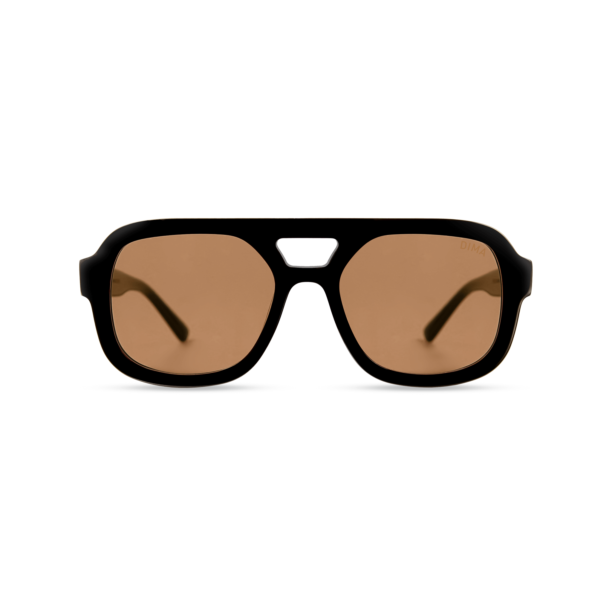 DIMA Eyewear Flare Black Frame Light Brown Lens 1
