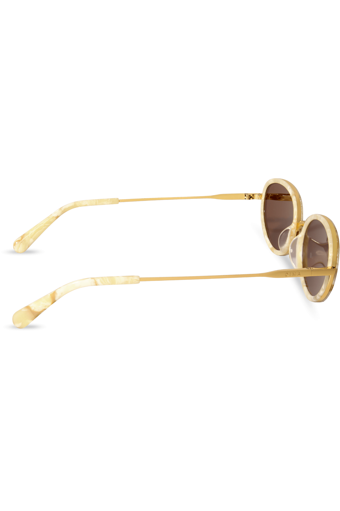 DIMA Eyewear Solis Gold Cream Marble Frame Brown Mirror Lens