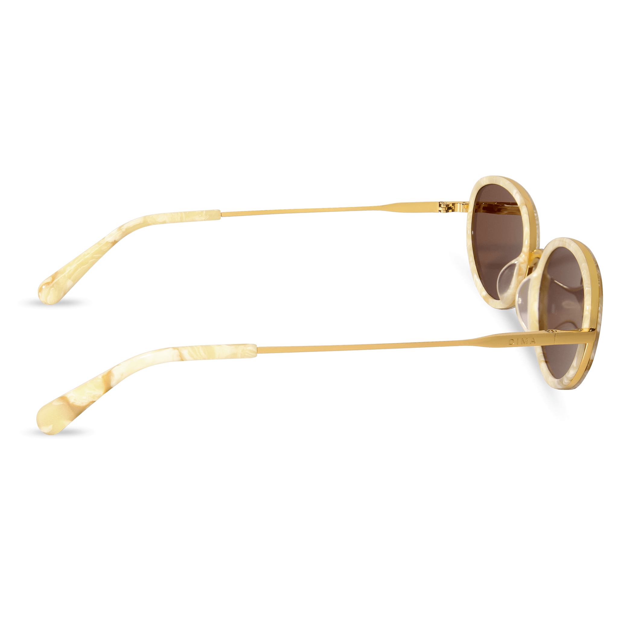 DIMA Eyewear Solis Gold Cream Marble Frame Brown Mirror Lens 