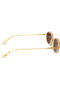 DIMA Eyewear Solis Gold Cream Marble Frame Brown Mirror Lens