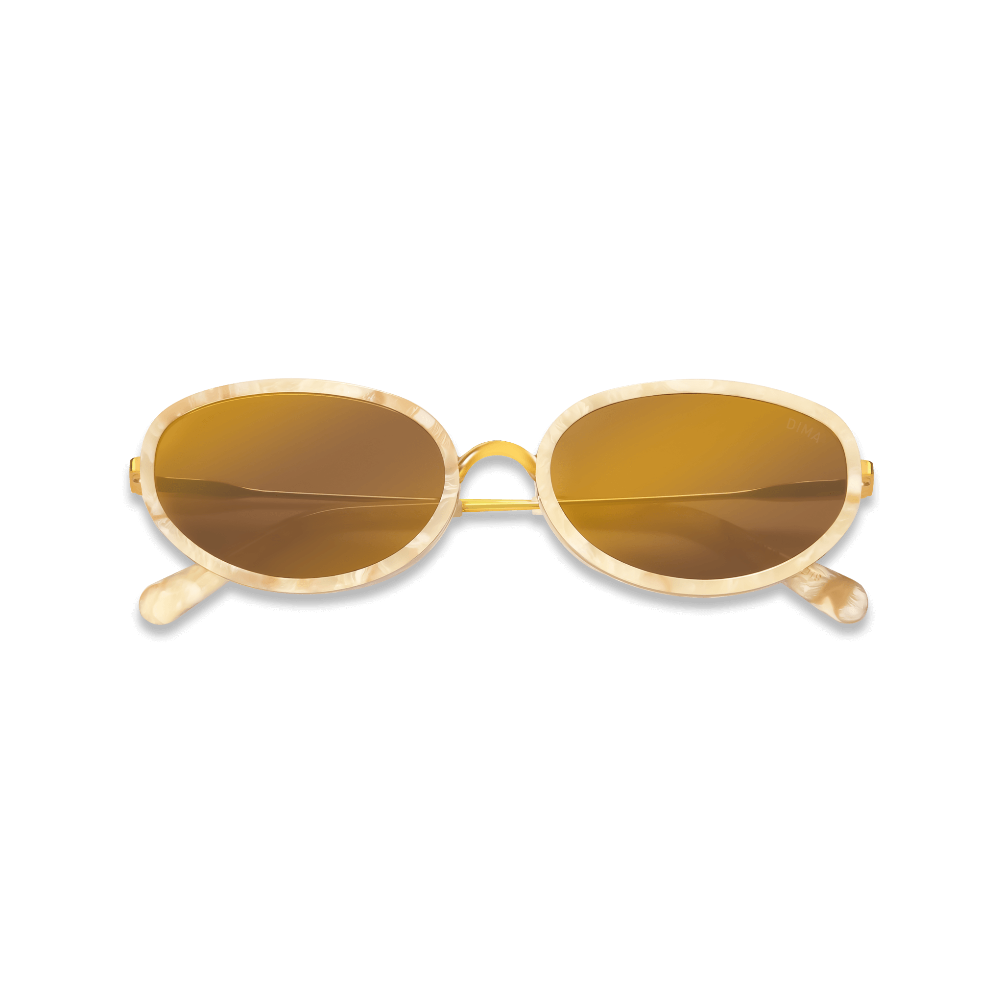 DIMA Eyewear Solis Gold Cream Marble Frame Brown Mirror Lens 1