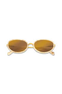 DIMA Eyewear Solis Gold Cream Marble Frame Brown Mirror Lens 1