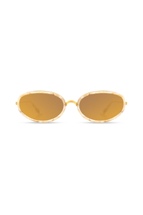 DIMA Eyewear Solis Gold Cream Marble Frame Brown Mirror Lens 2