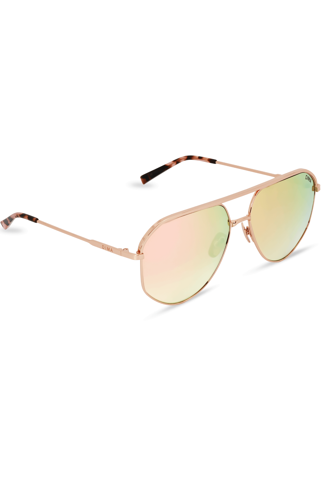 DIMA Glass Nova Rose Gold Pink Tortoise Frame Taupe Mirror Lens 3