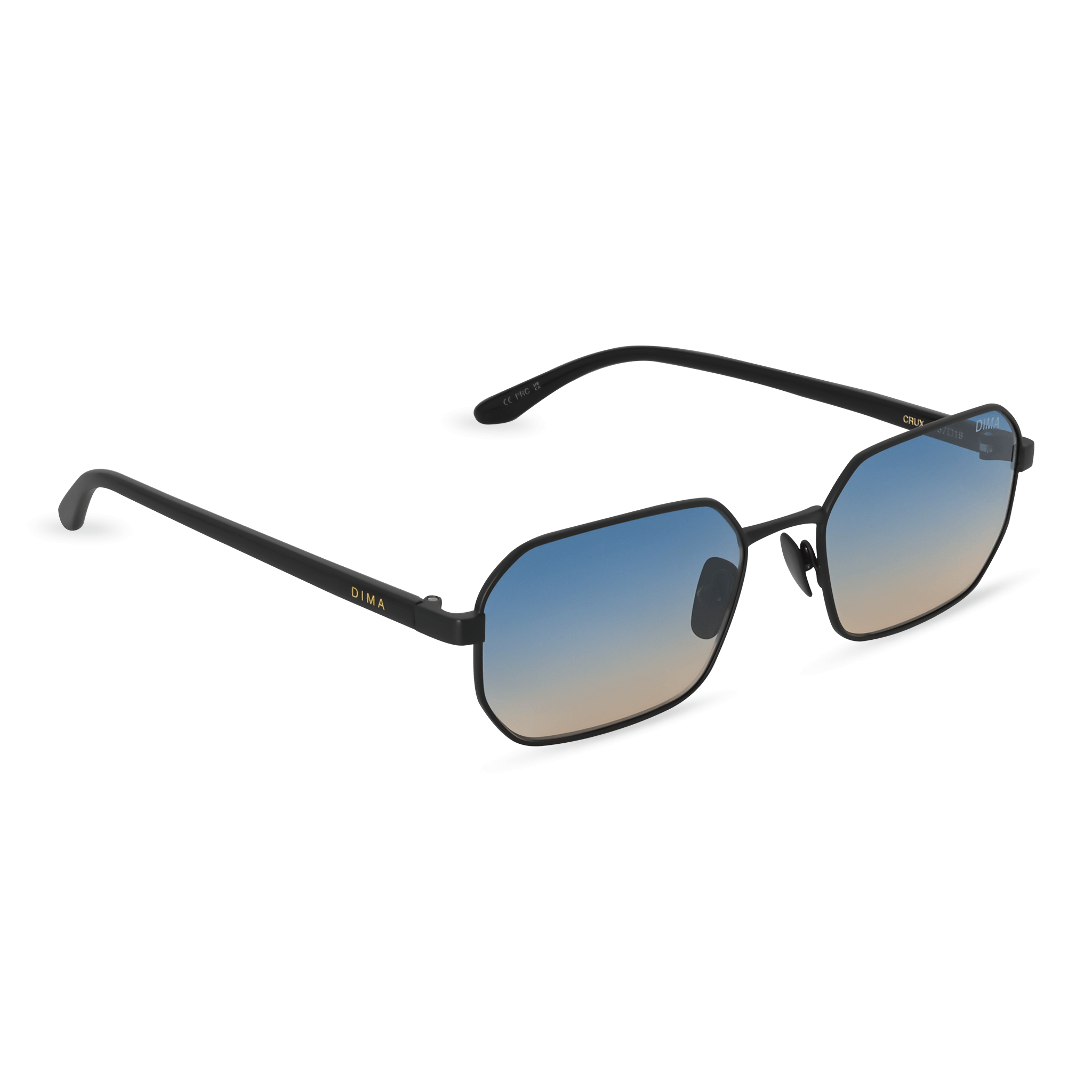 DIMA Sunglasses Crux Black Frame Blue Yellow Faded Lens 3