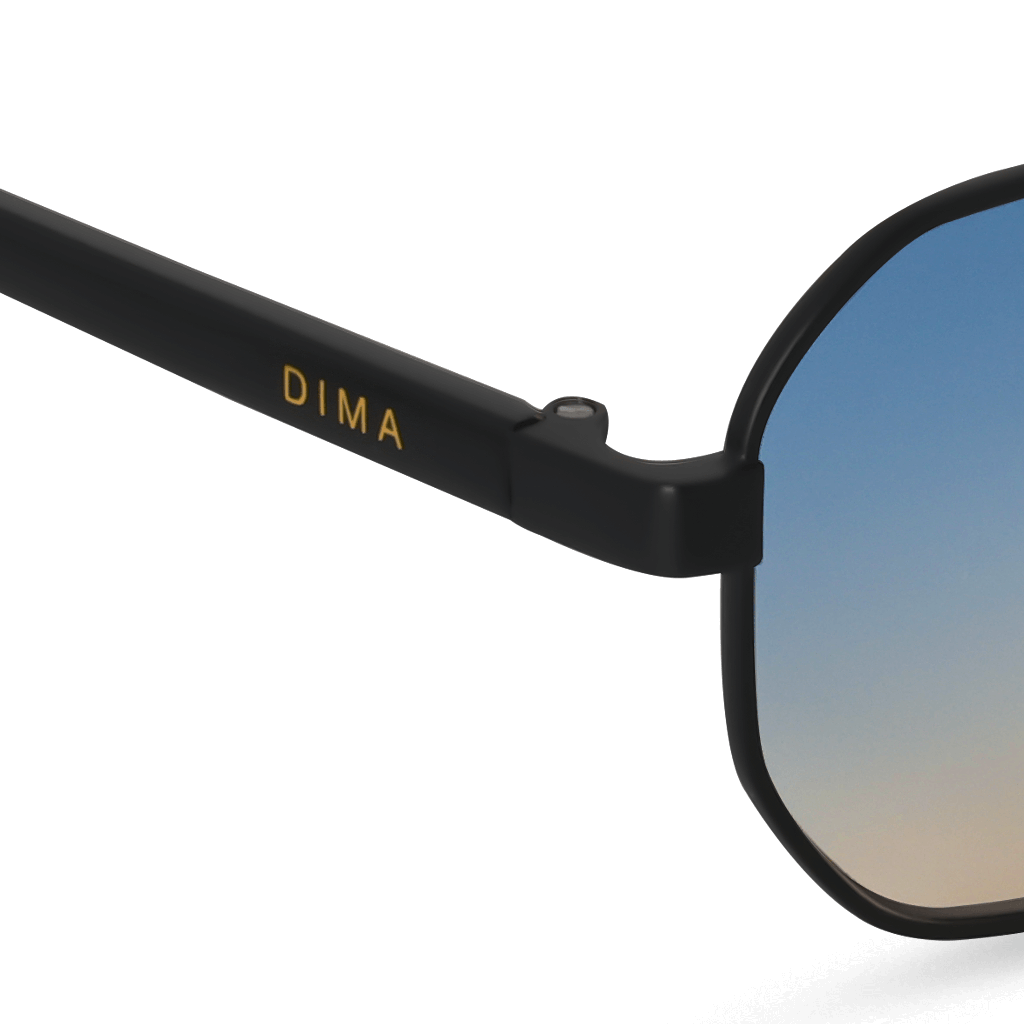 DIMA Sunglasses Crux Black Frame Blue Yellow Faded Lens 5