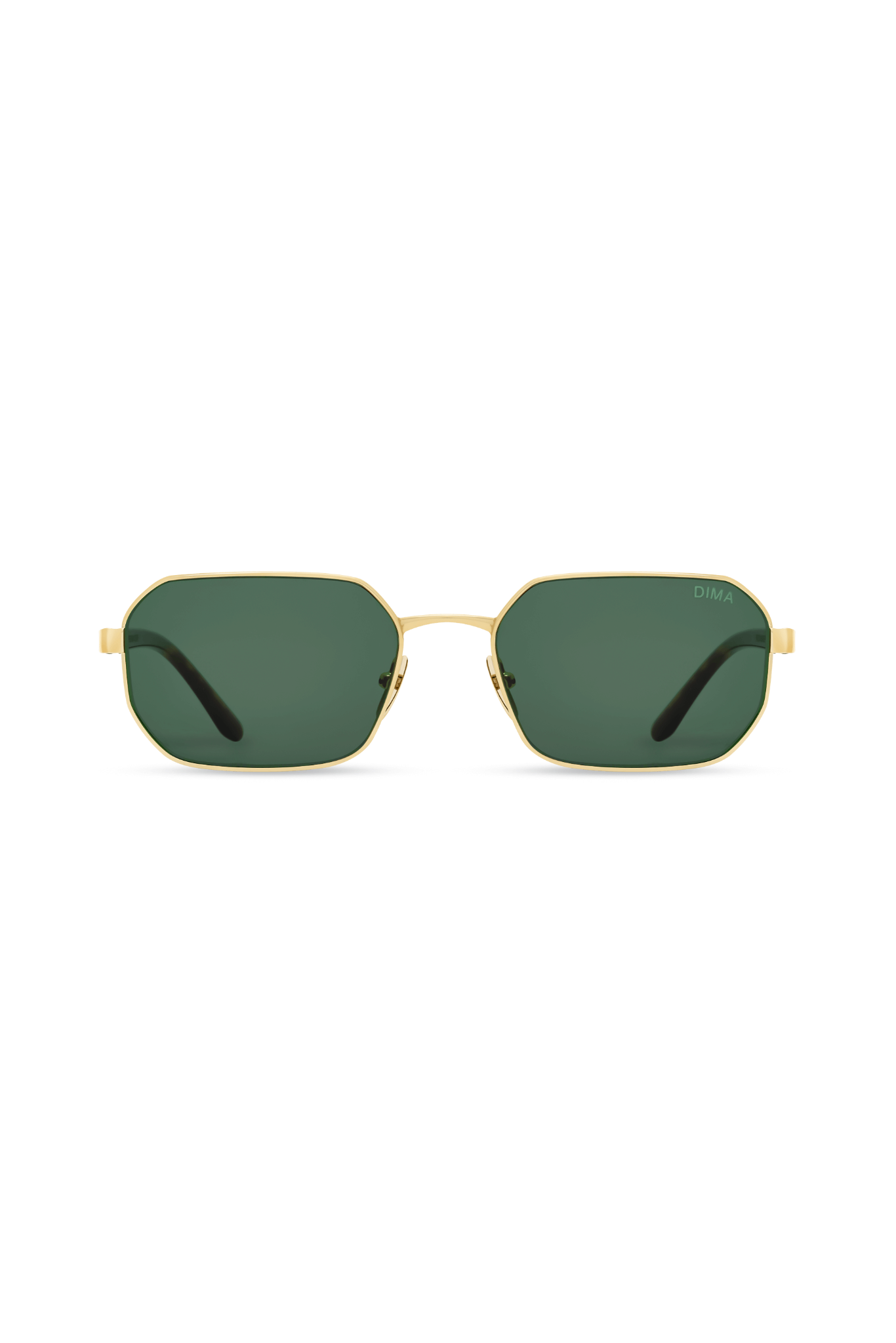 DIMA Sunglasses Crux Gold Dark Tortoise Frame Green Lens 1