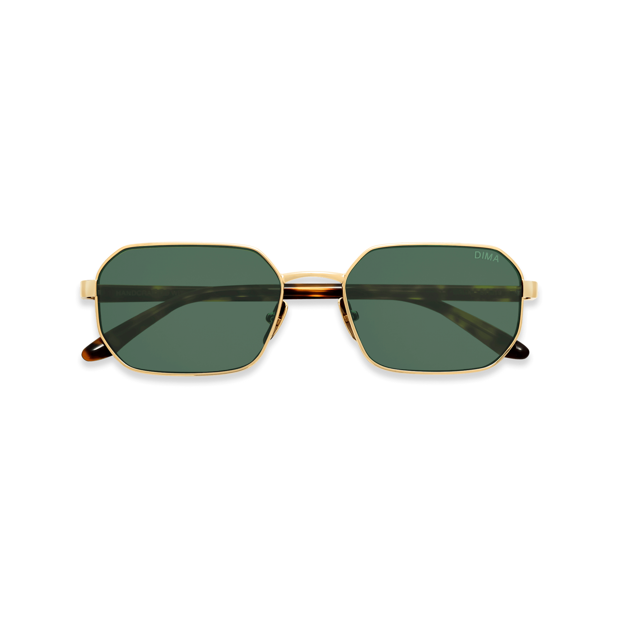 DIMA Sunglasses Crux Gold Dark Tortoise Frame Green Lens 2