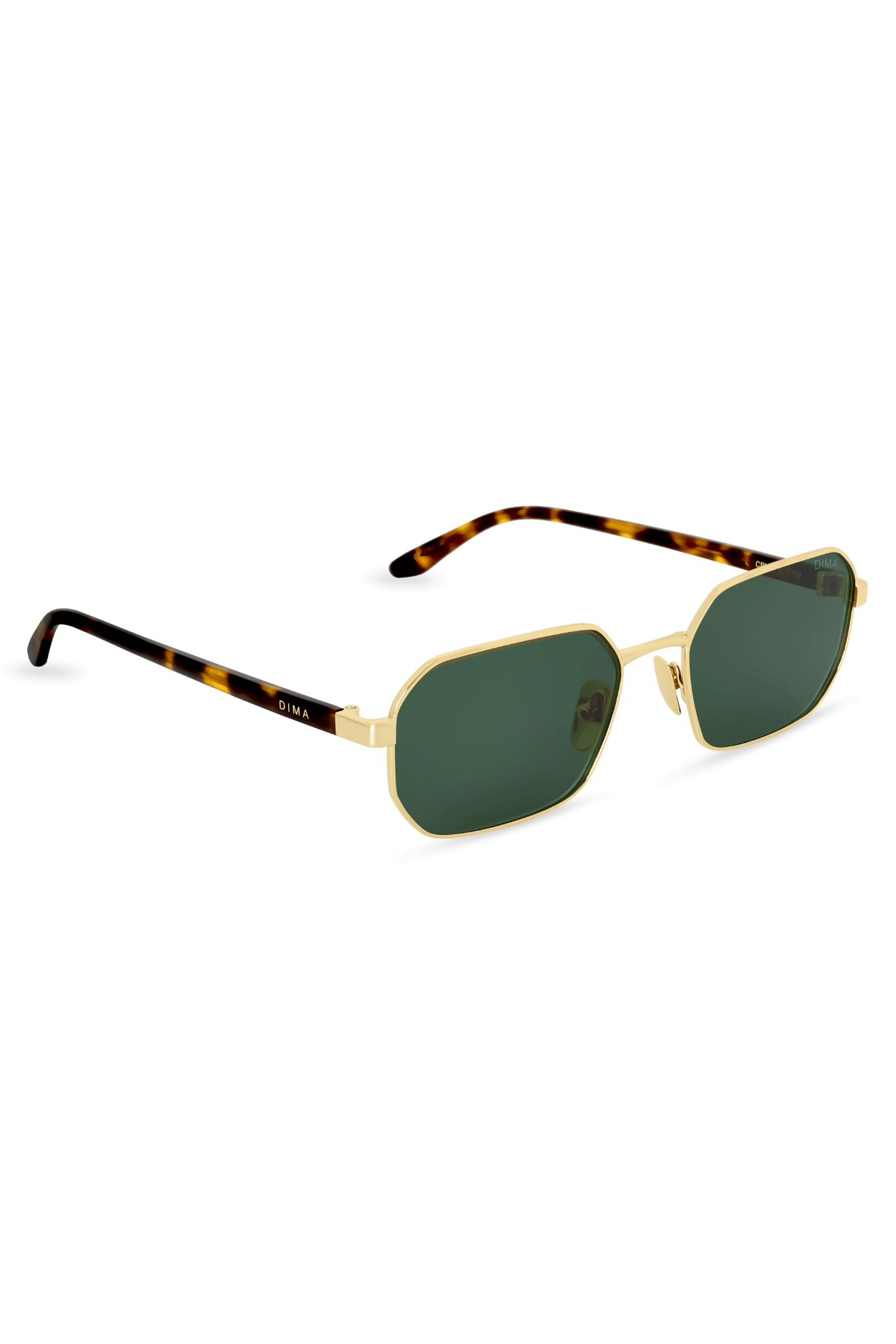 DIMA Sunglasses Crux Gold Dark Tortoise Frame Green Lens 3