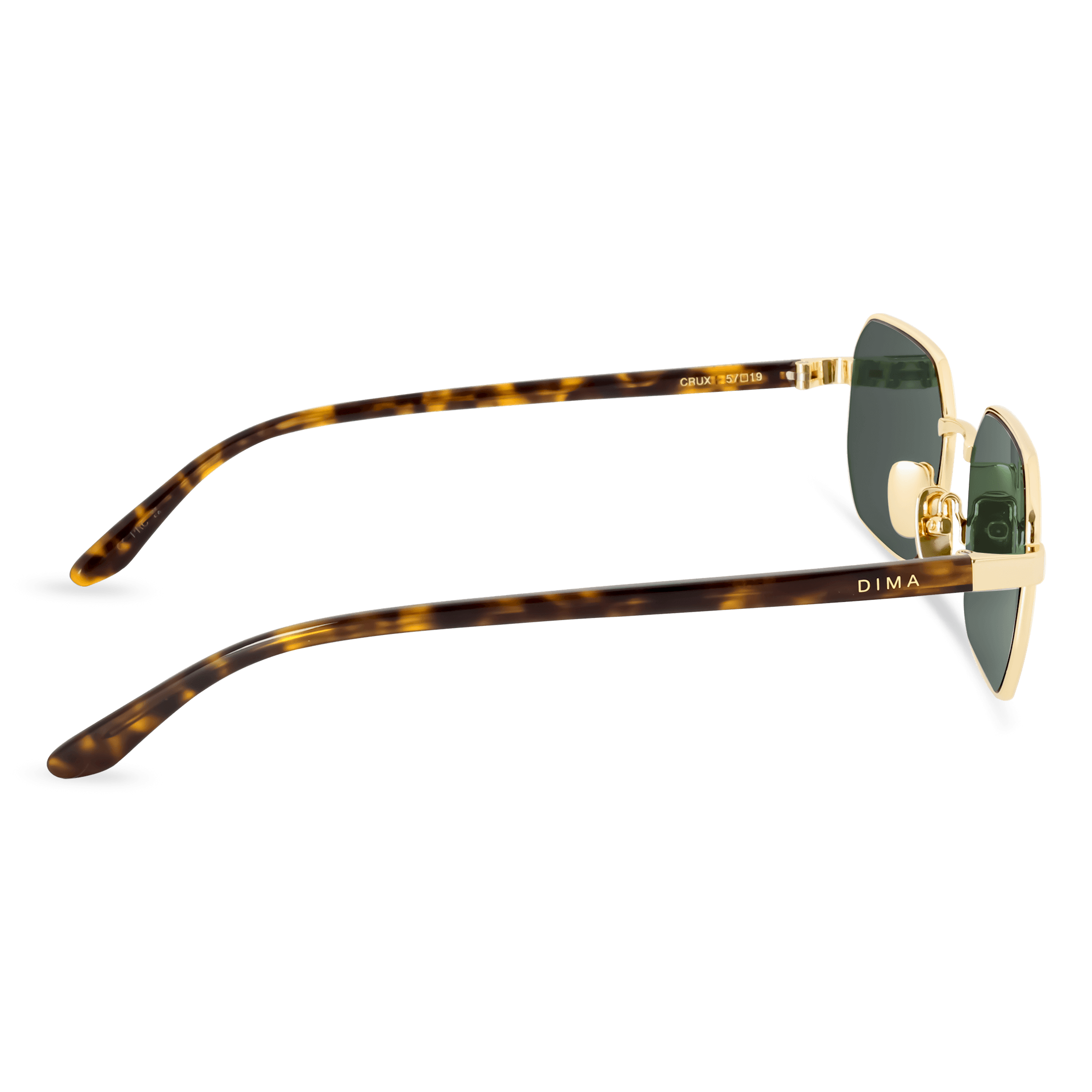 DIMA Sunglasses Crux Gold Dark Tortoise Frame Green Lens 4