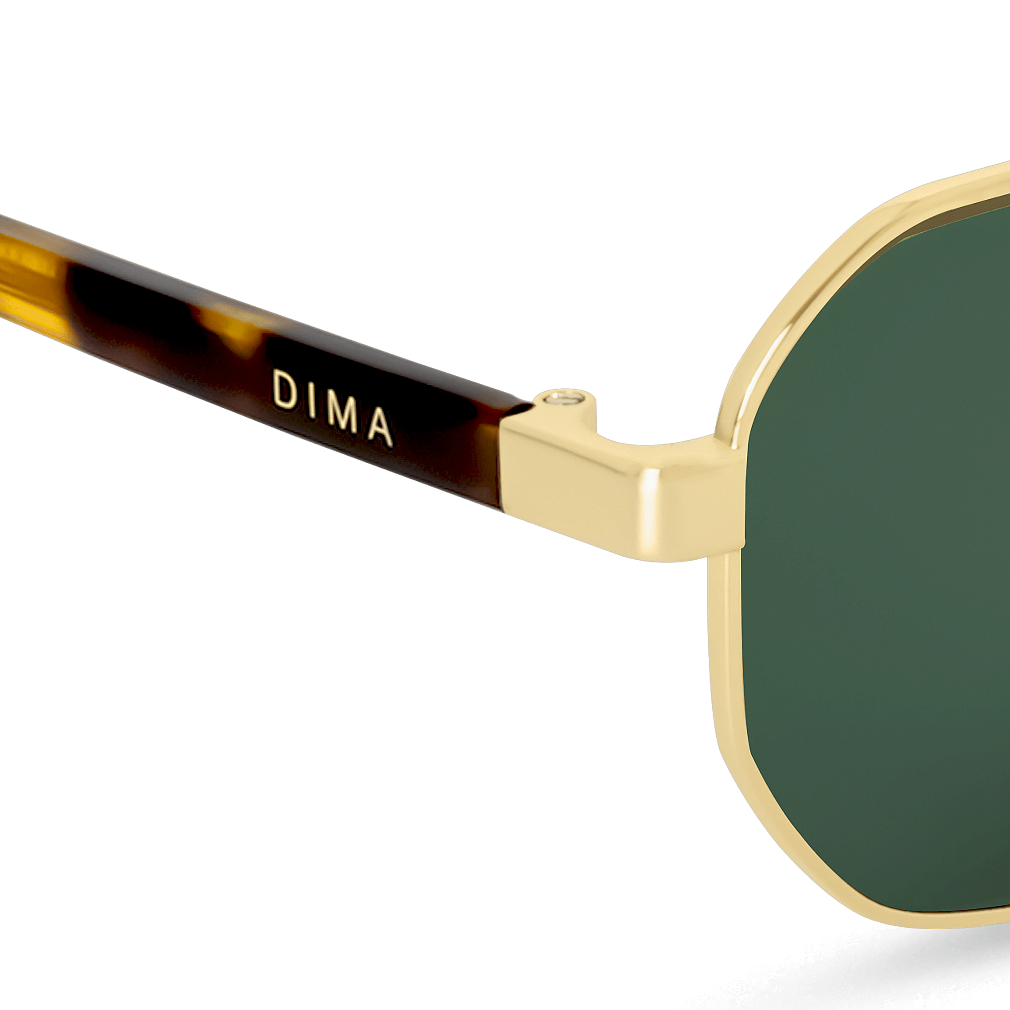 DIMA Sunglasses Crux Gold Dark Tortoise Frame Green Lens 5