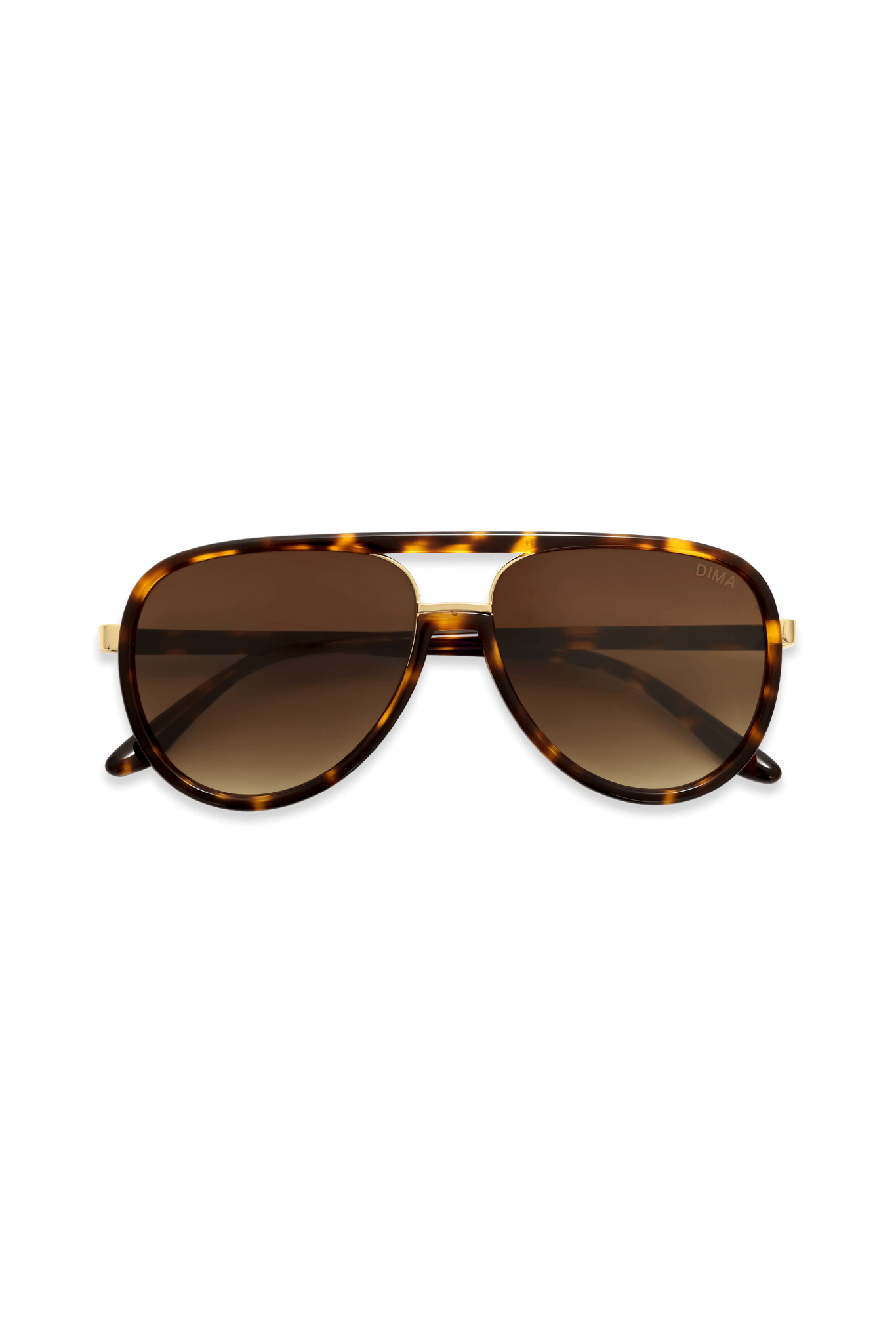DIMA Sunglasses Orris Gold Amber Tortoise Frame Brown Gradient Lens 2