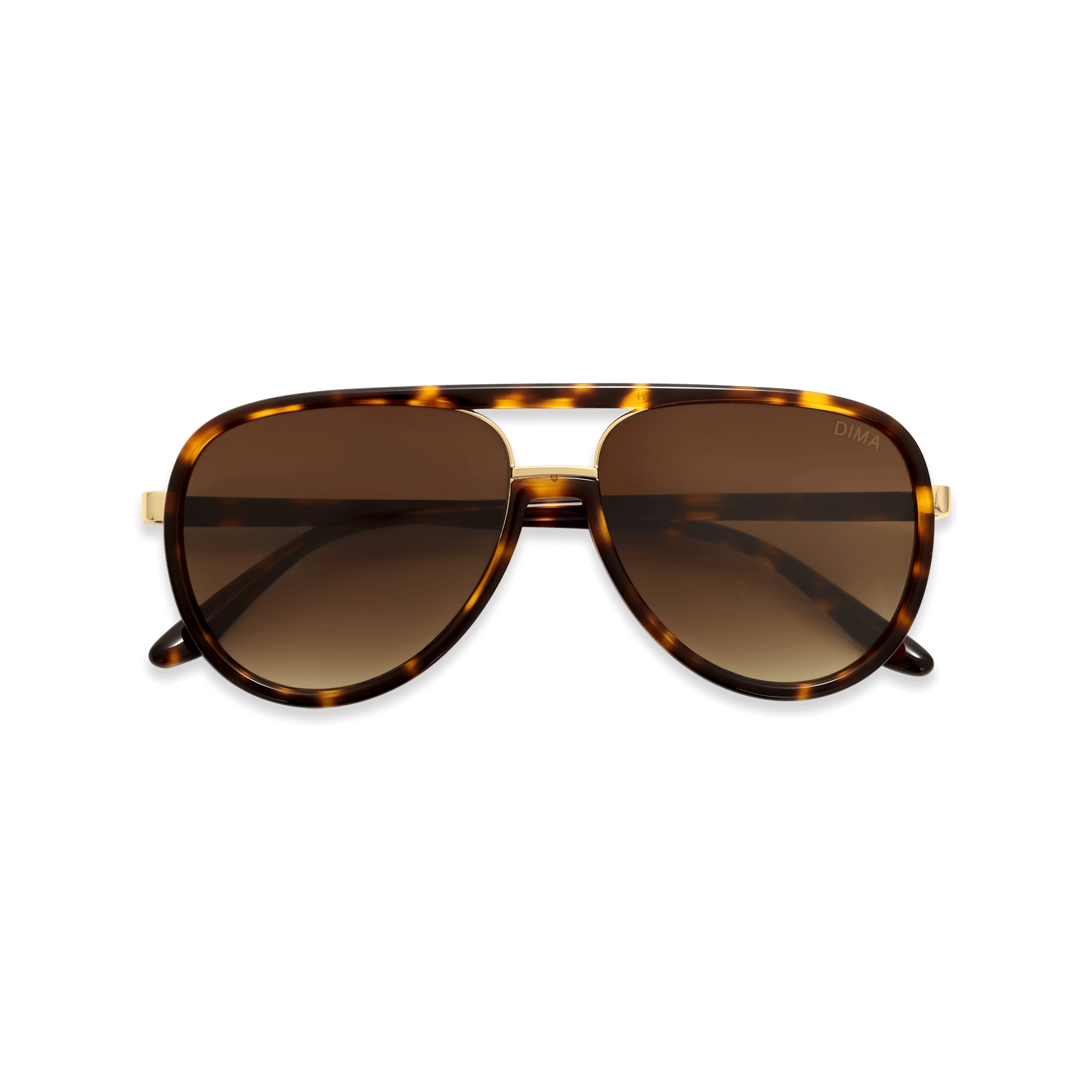 DIMA Sunglasses Orris Gold Amber Tortoise Frame Brown Gradient Lens 2