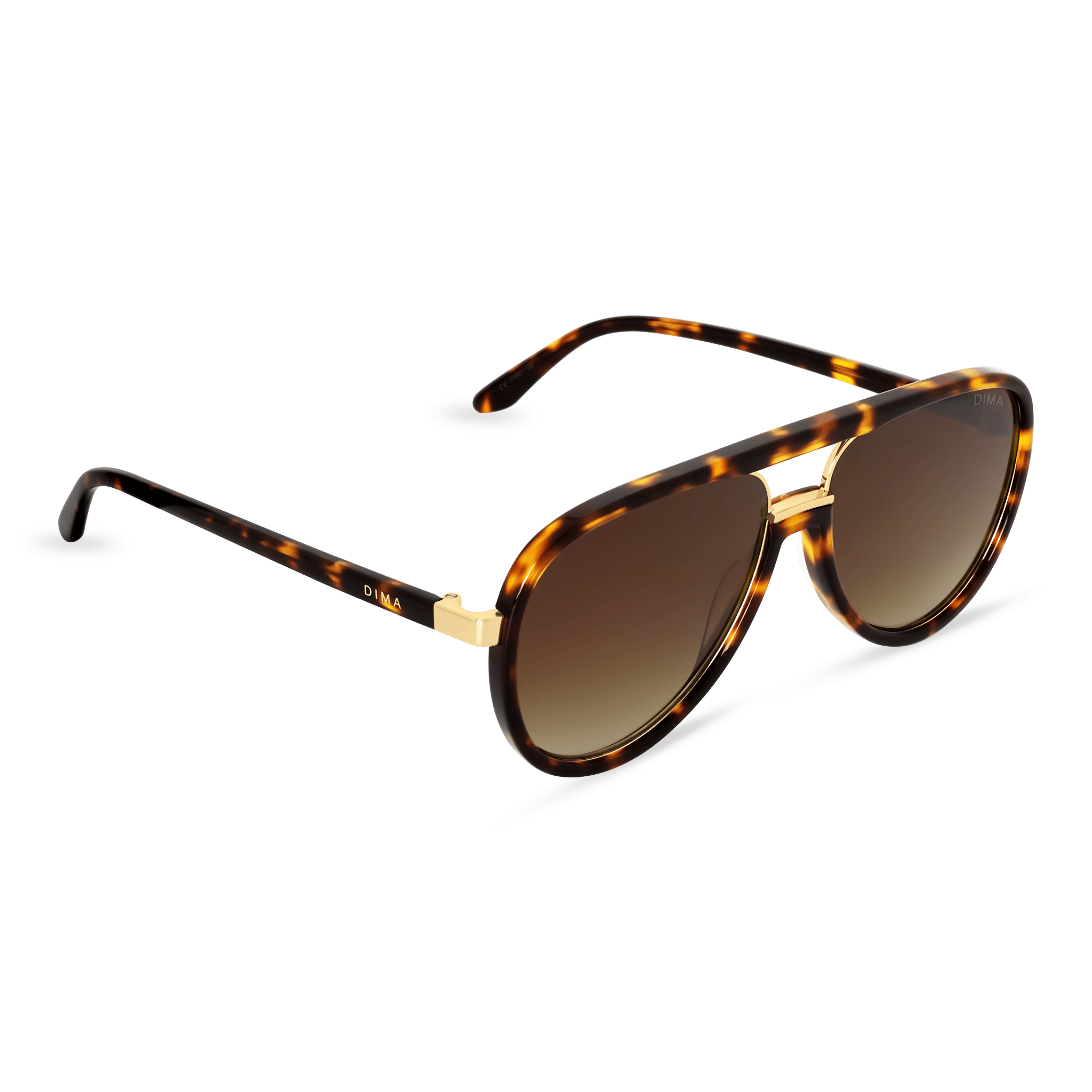 DIMA Sunglasses Orris Gold Amber Tortoise Frame Brown Gradient Lens 3