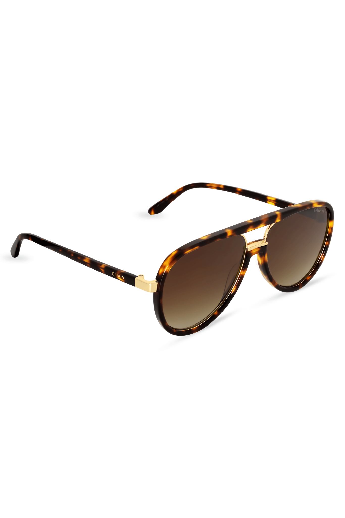 DIMA Sunglasses Orris Gold Amber Tortoise Frame Brown Gradient Lens 3