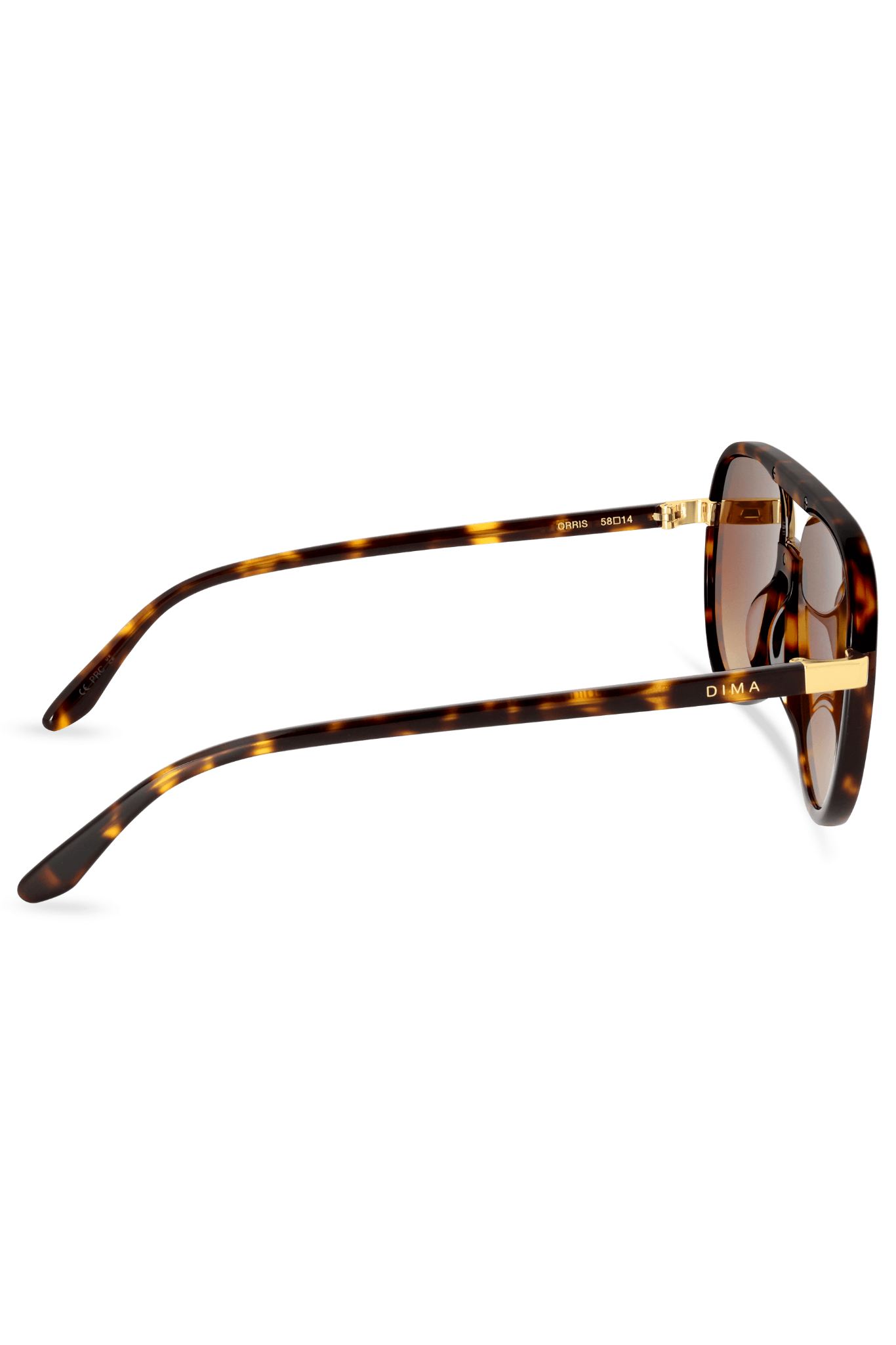 DIMA Sunglasses Orris Gold Amber Tortoise Frame Brown Gradient Lens 4