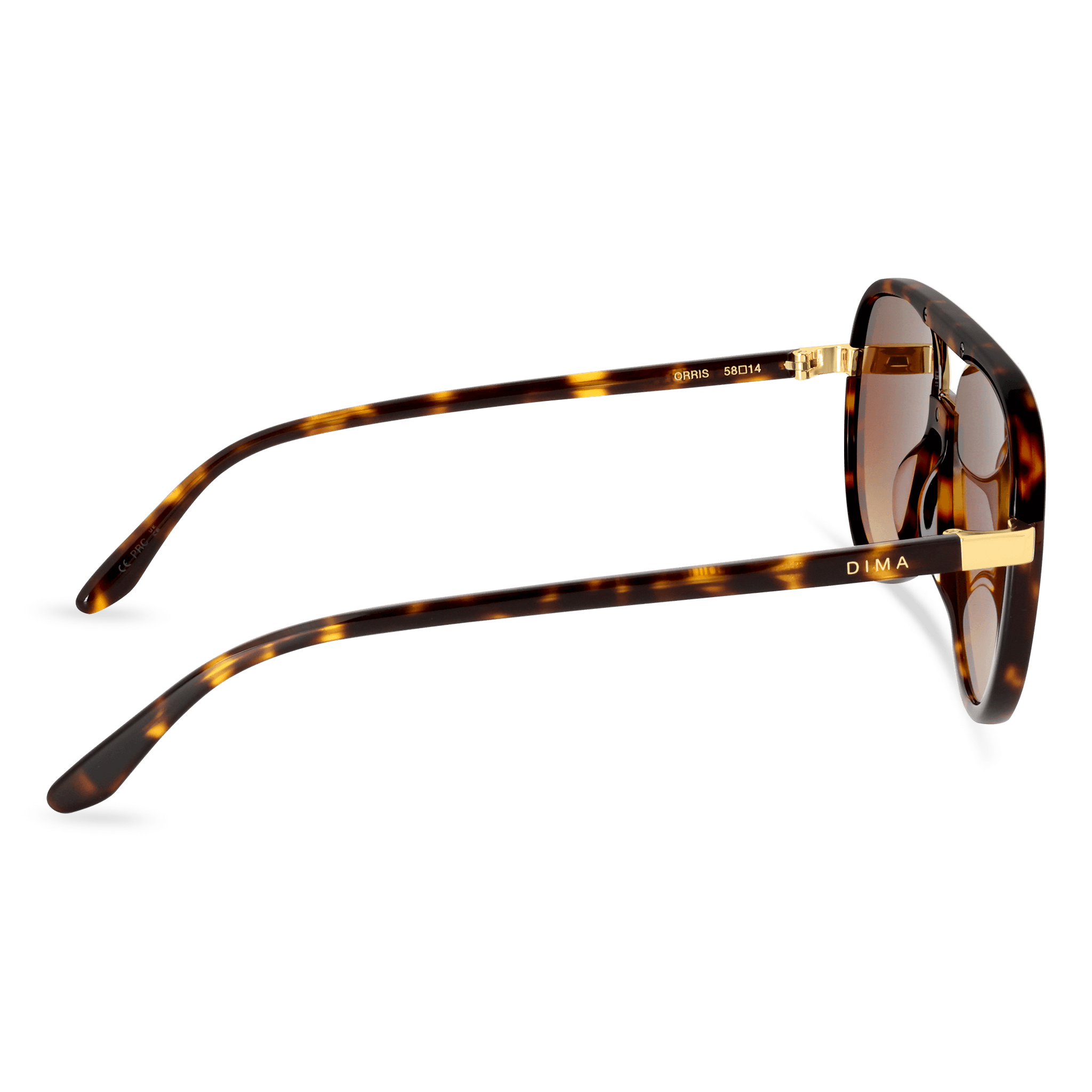 DIMA Sunglasses Orris Gold Amber Tortoise Frame Brown Gradient Lens 4