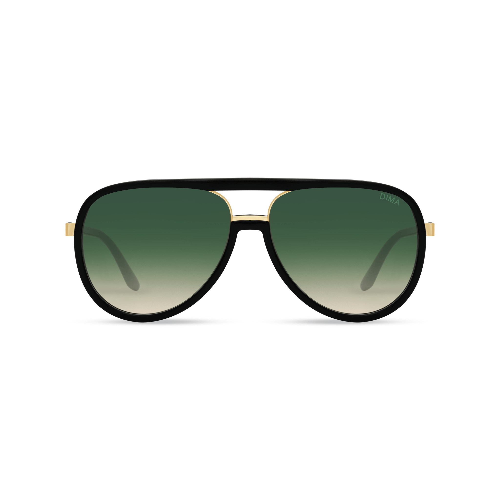 DIMA Sunglasses Orris Gold Black Frame Green Gradient Lens 1