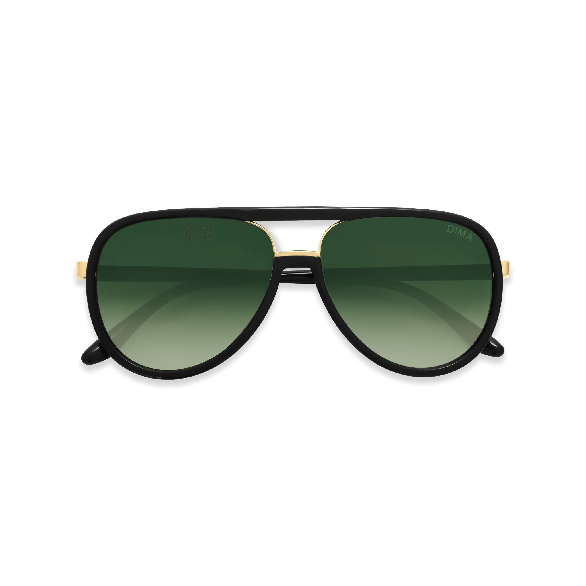 DIMA Sunglasses Orris Gold Black Frame Green Gradient Lens 2
