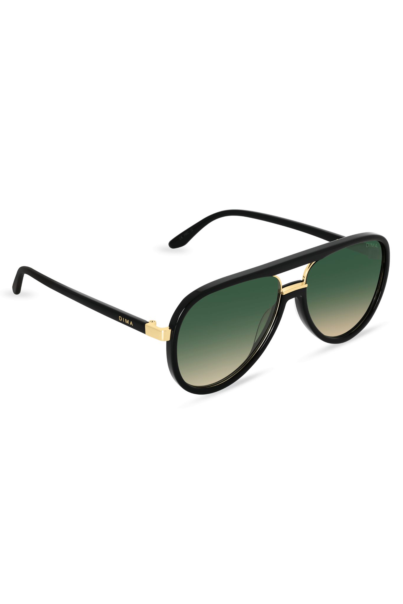 DIMA Sunglasses Orris Gold Black Frame Green Gradient Lens 3