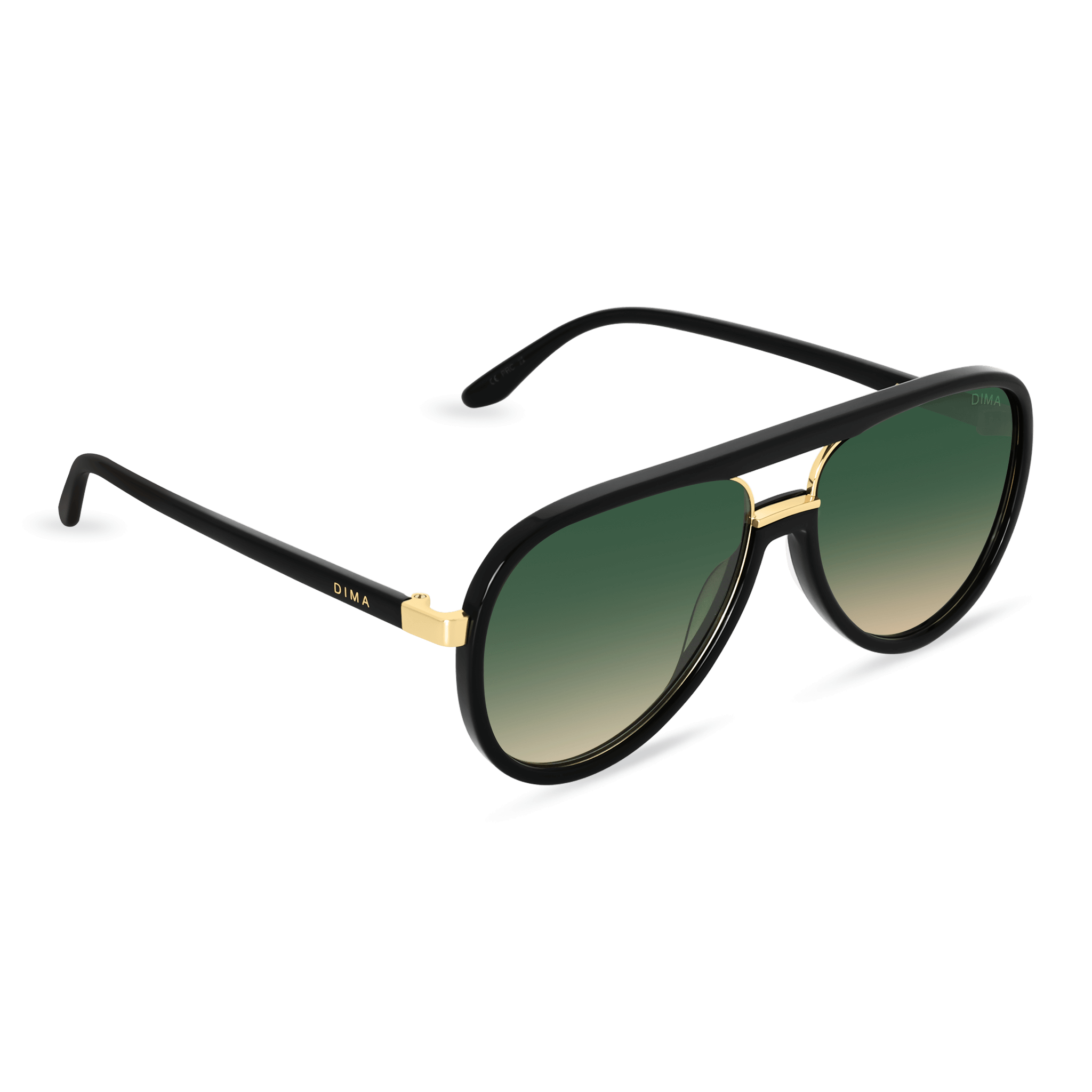 DIMA Sunglasses Orris Gold Black Frame Green Gradient Lens 3
