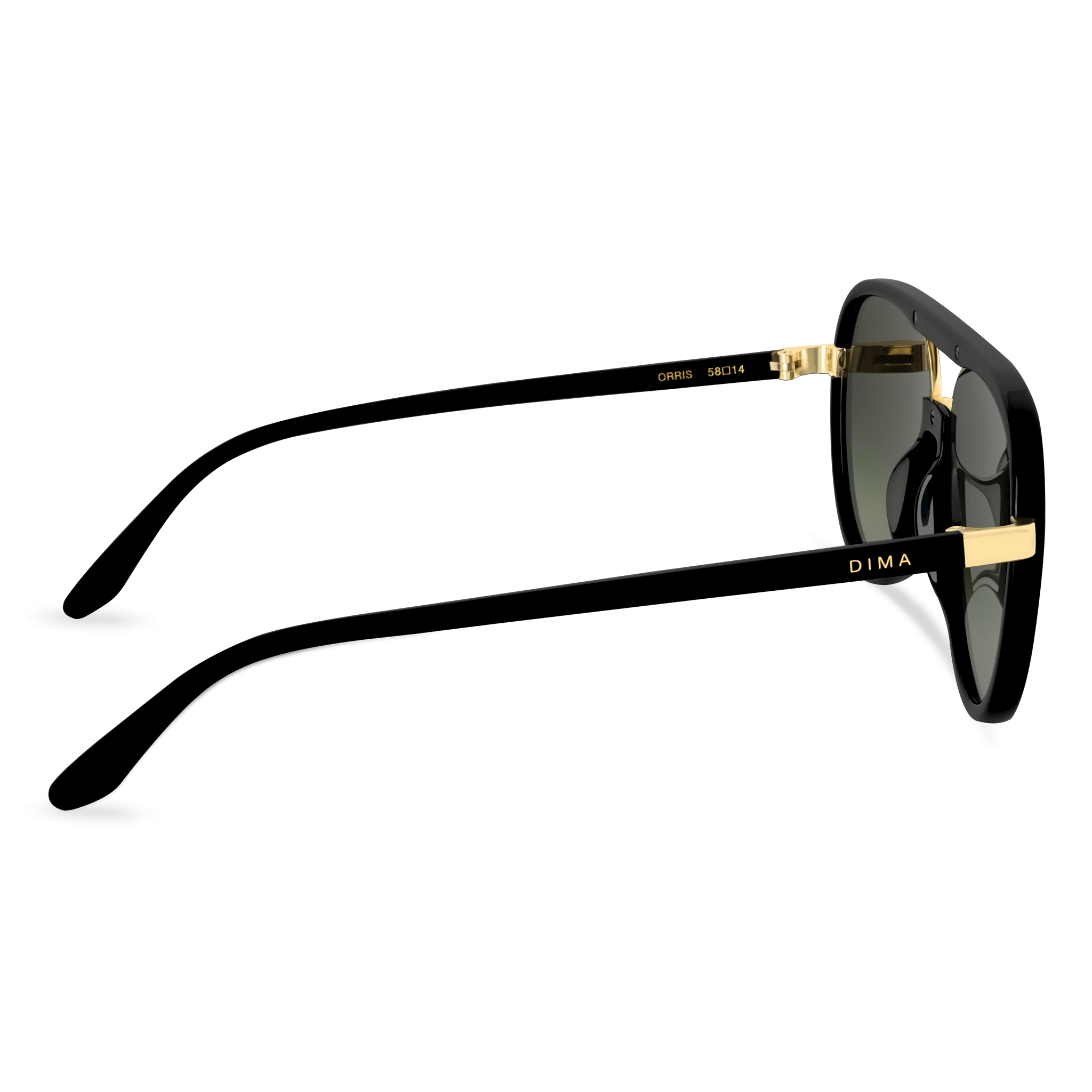 DIMA Sunglasses Orris Gold Black Frame Green Gradient Lens 4