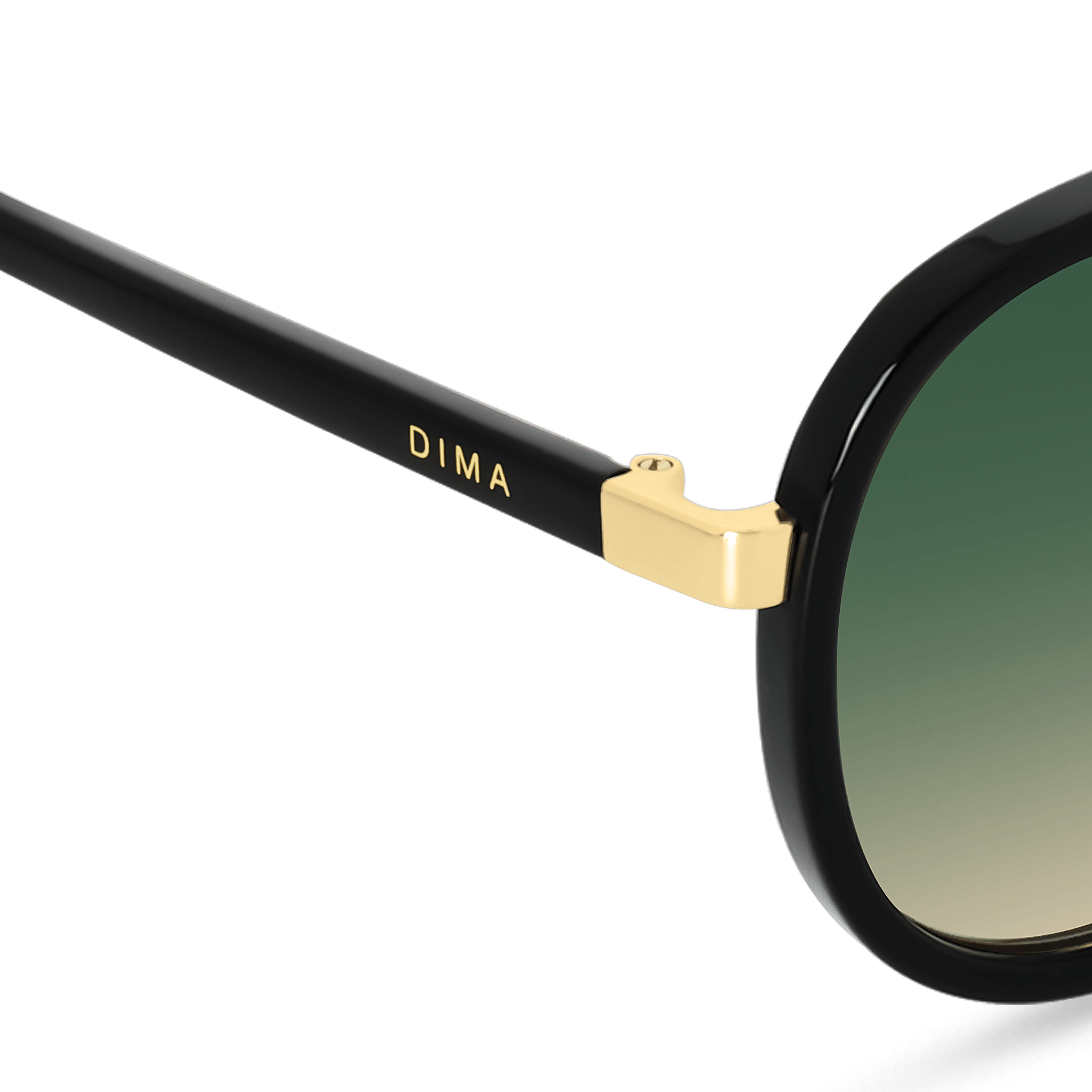 DIMA Sunglasses Orris Gold Black Frame Green Gradient Lens 5