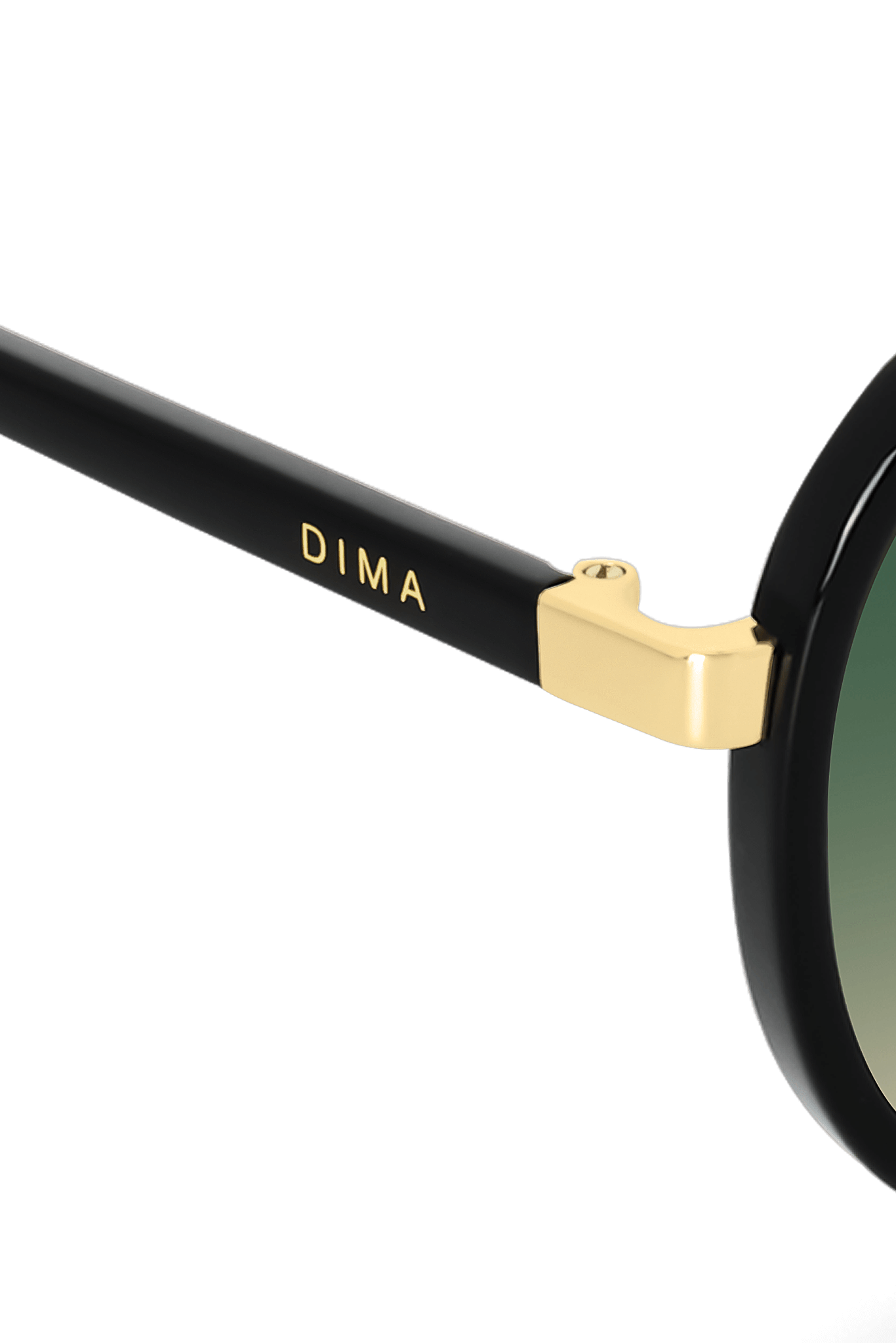 DIMA Sunglasses Orris Gold Black Frame Green Gradient Lens 5