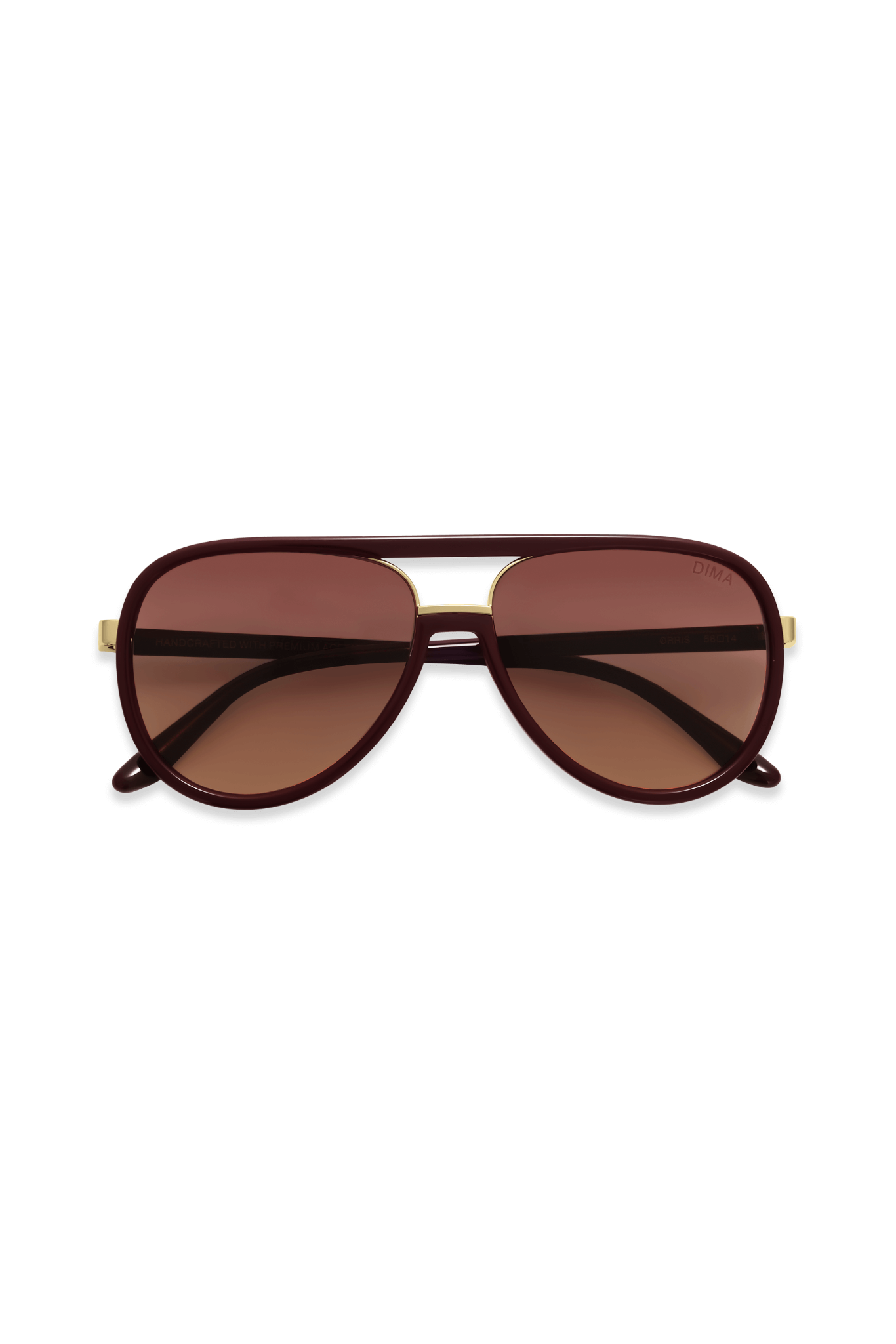 DIMA Sunglasses Orris Gold Maroon Frame Wine Gradient Lens 2