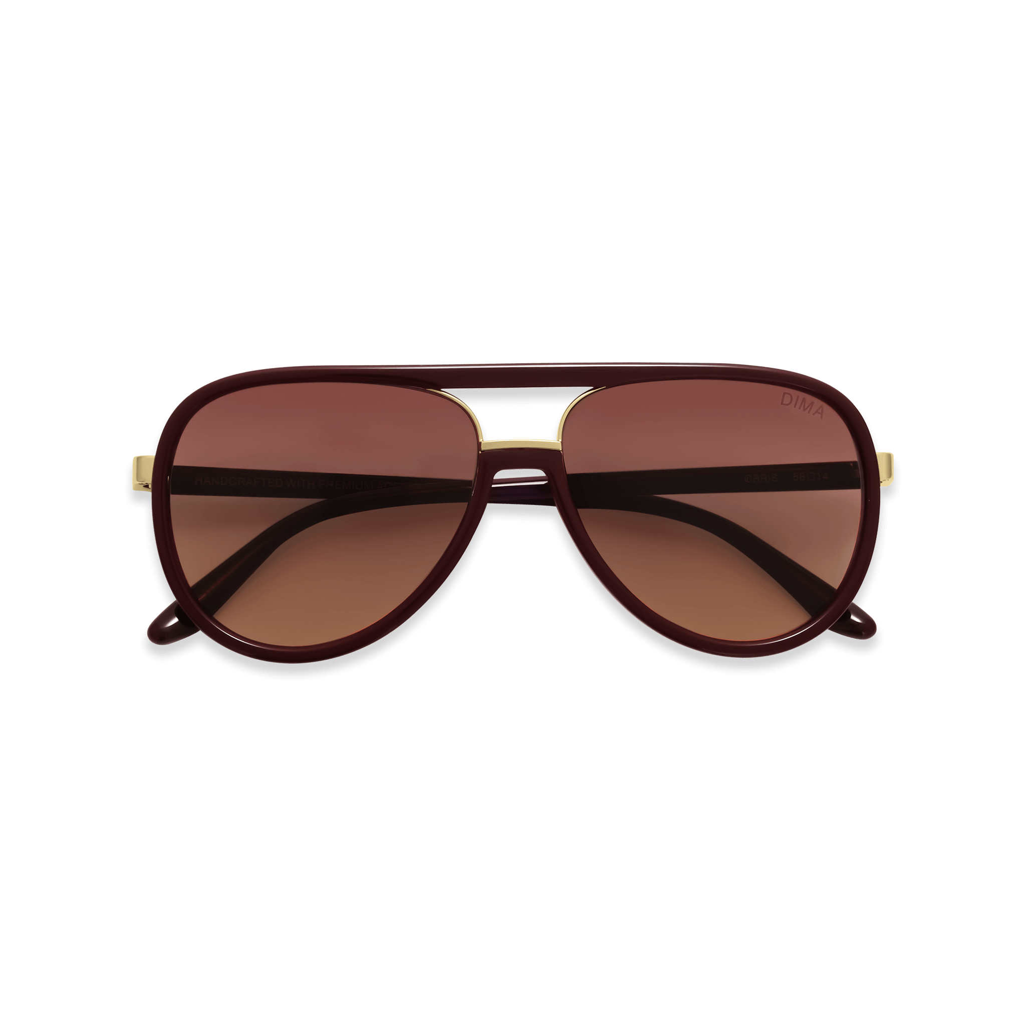DIMA Sunglasses Orris Gold Maroon Frame Wine Gradient Lens 2