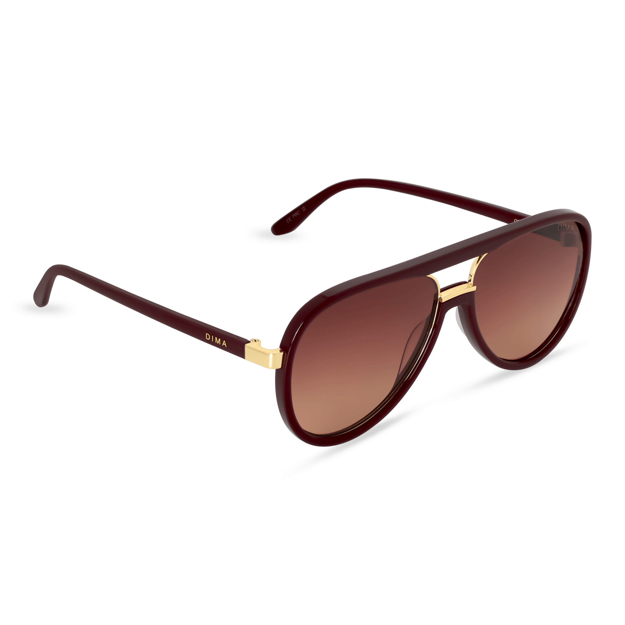DIMA Sunglasses Orris Gold Maroon Frame Wine Gradient Lens 3