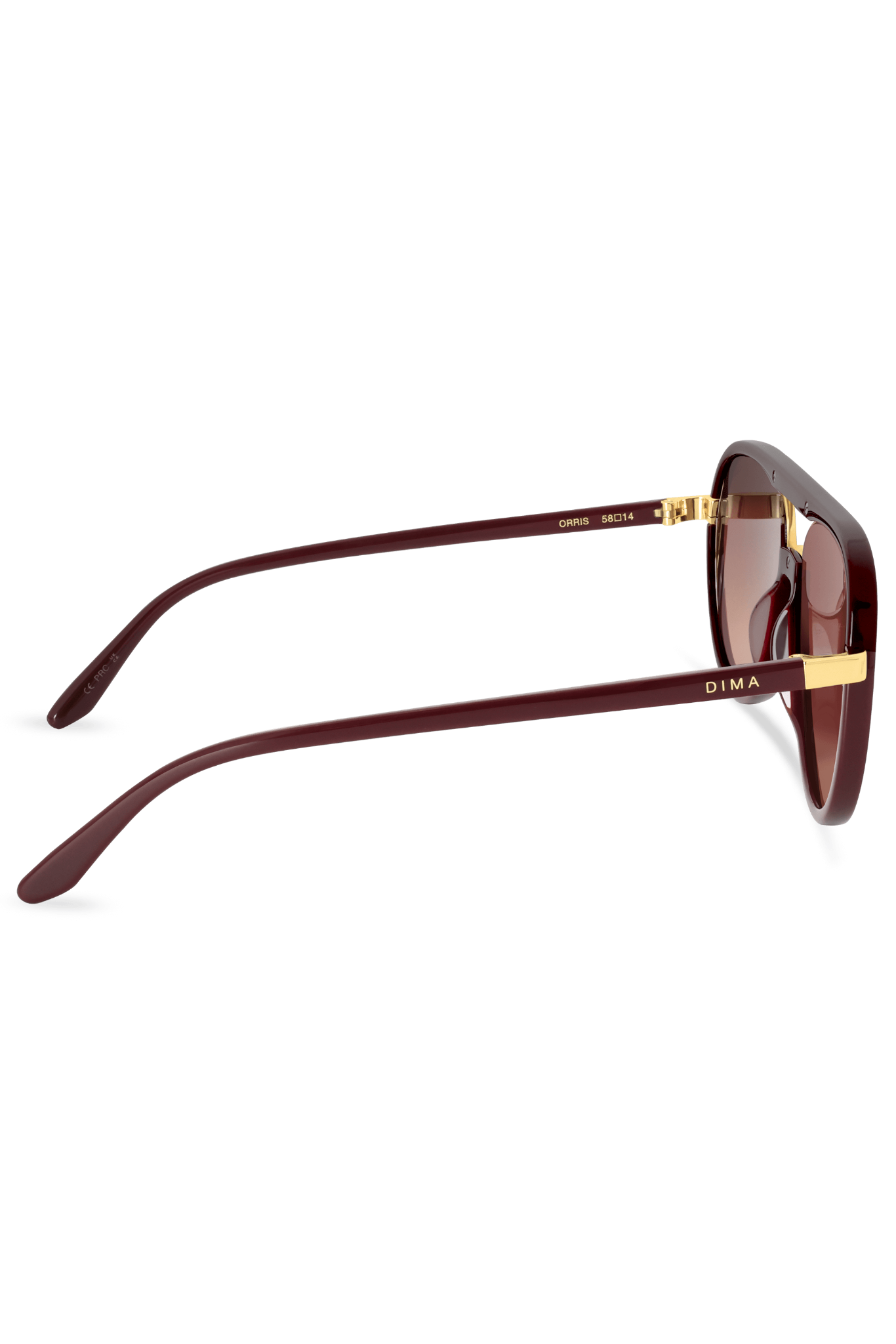 DIMA Sunglasses Orris Gold Maroon Frame Wine Gradient Lens 4