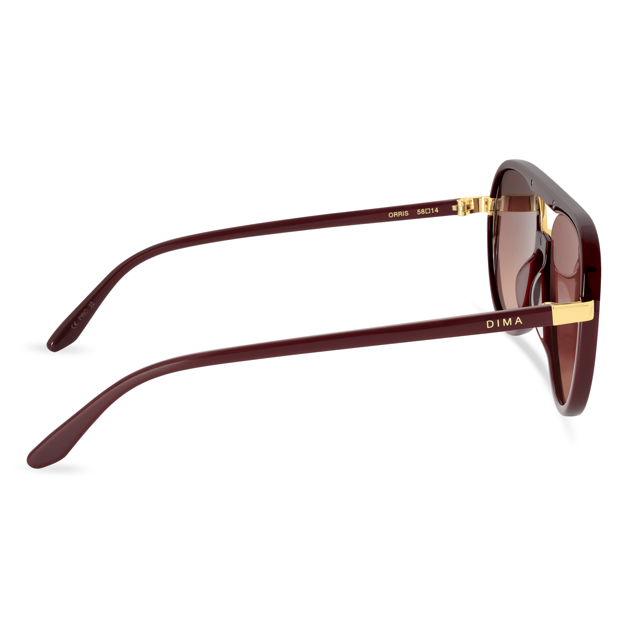 DIMA Sunglasses Orris Gold Maroon Frame Wine Gradient Lens 4