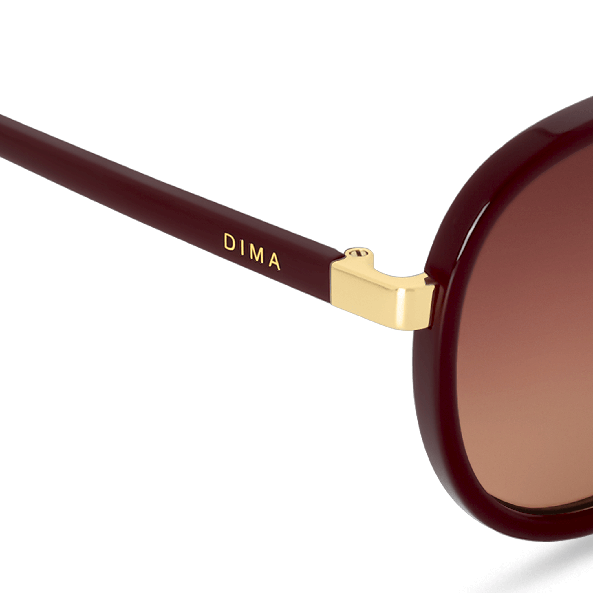 DIMA Sunglasses Orris Gold Maroon Frame Wine Gradient Lens 5