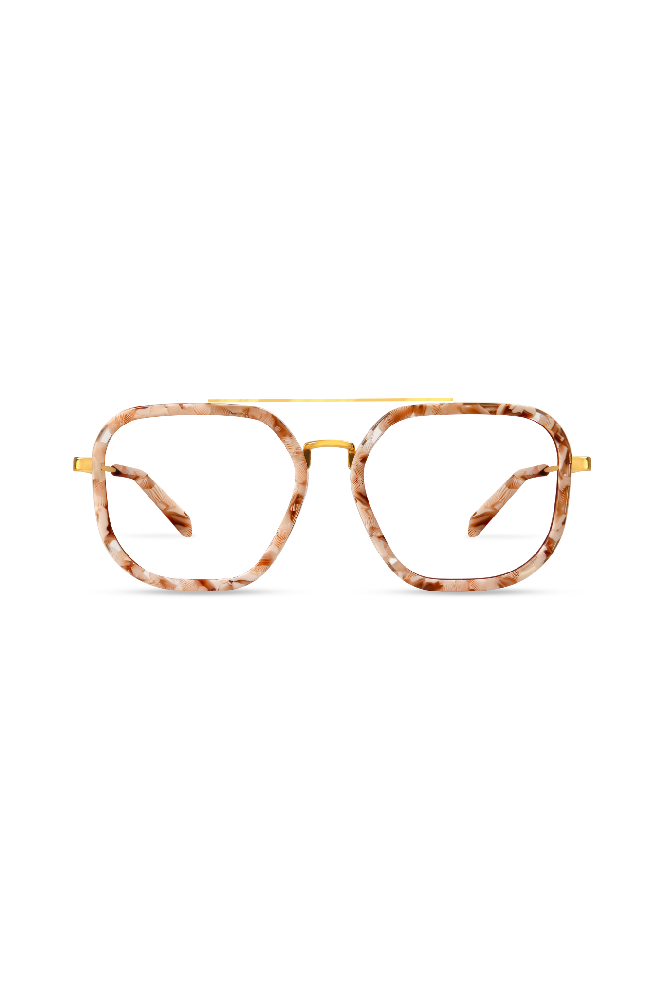 Halle Gold/Beige Tortoise Frame Glasses-image