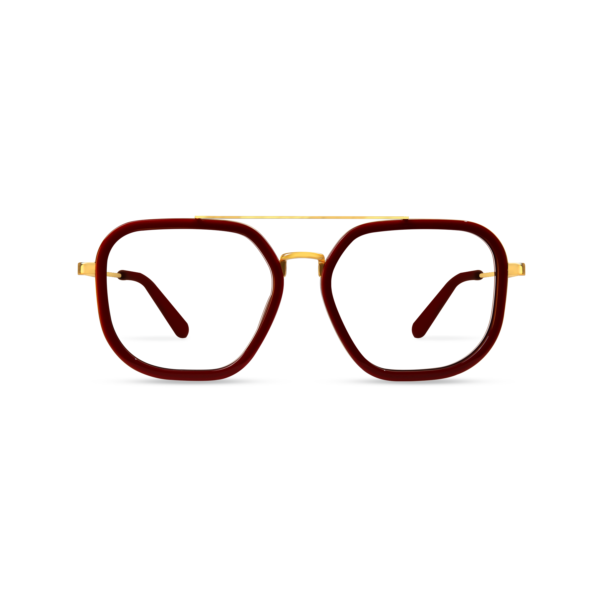 Halle Gold/Maroon Frame Glasses
